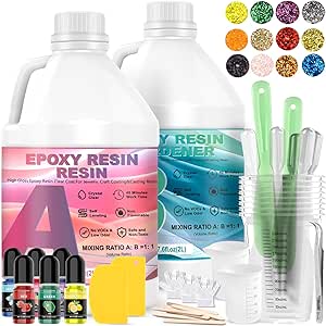 Epoxyhars kit,1000ml Kristalheldere Epoxyhars met Hardener 1:1 Verhouding,Zelfvullend,Geen Bubbels,Gemakkelijk te Gebruiken Hars Voor Kunst,Gieten Hars Kit,Sieradenmakerij,Tafelblad en Vormgevend Hout