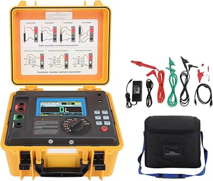 Digital Insulation Tester, 0.50 M  20.0T Insulation Megohmmeter with LCD Display, 50V 250V 500V 1KV 2.5KV 5KV 10KV Voltmeter Multimeter US