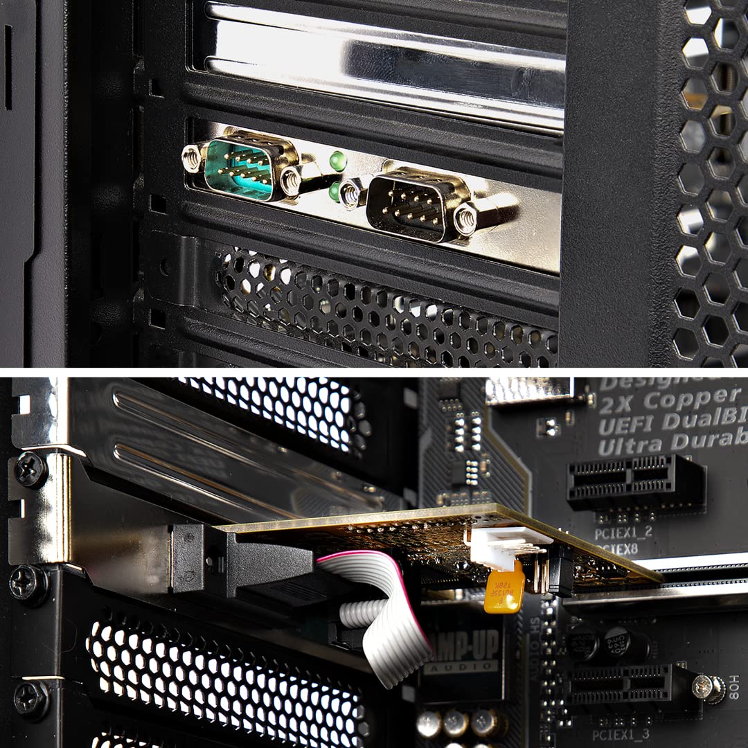 StarTech.com Carte Série PCI Express à 2 Ports - Carte d'Extension PCIe à RS232/DB9 - Adaptateur PCIe, UART 16C1050, Supports Standard ou Profil Bas - Rétention COM, Win/Linux (21050-PC-SERIAL-LP)