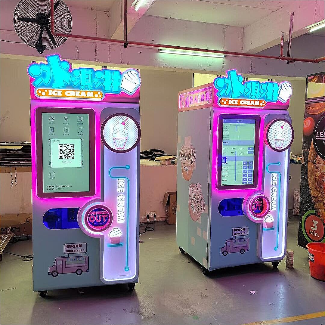 Self-Serve Ice Cream Vending Machine, High-Speed Dispenser for High-Traffic Outdoor Locations, Easy Operation and Reliable Design