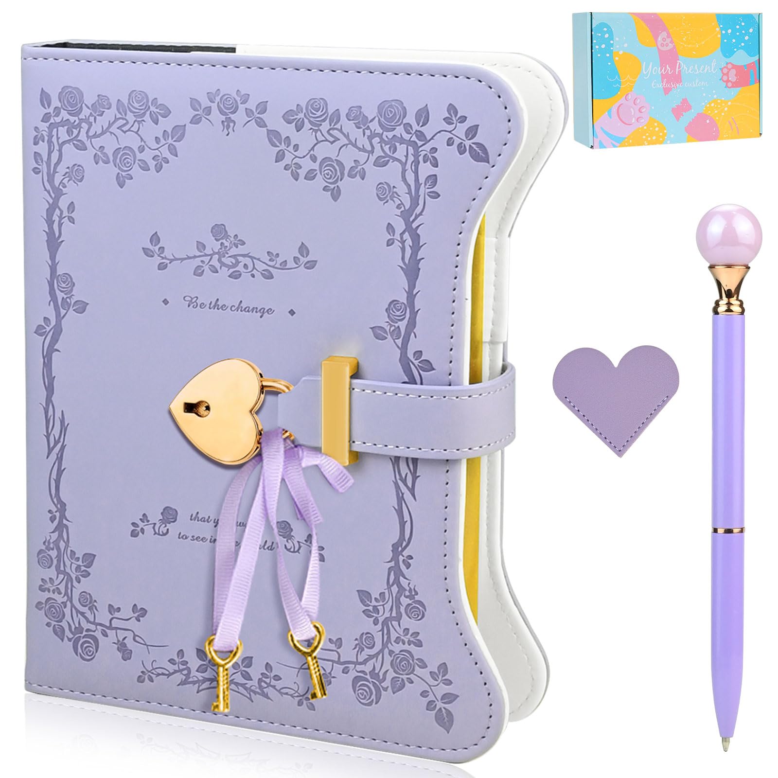 Diary with Lock for Girls and Women Lockable diary Kids Diary, A5 PU Leather Notebook with LocK