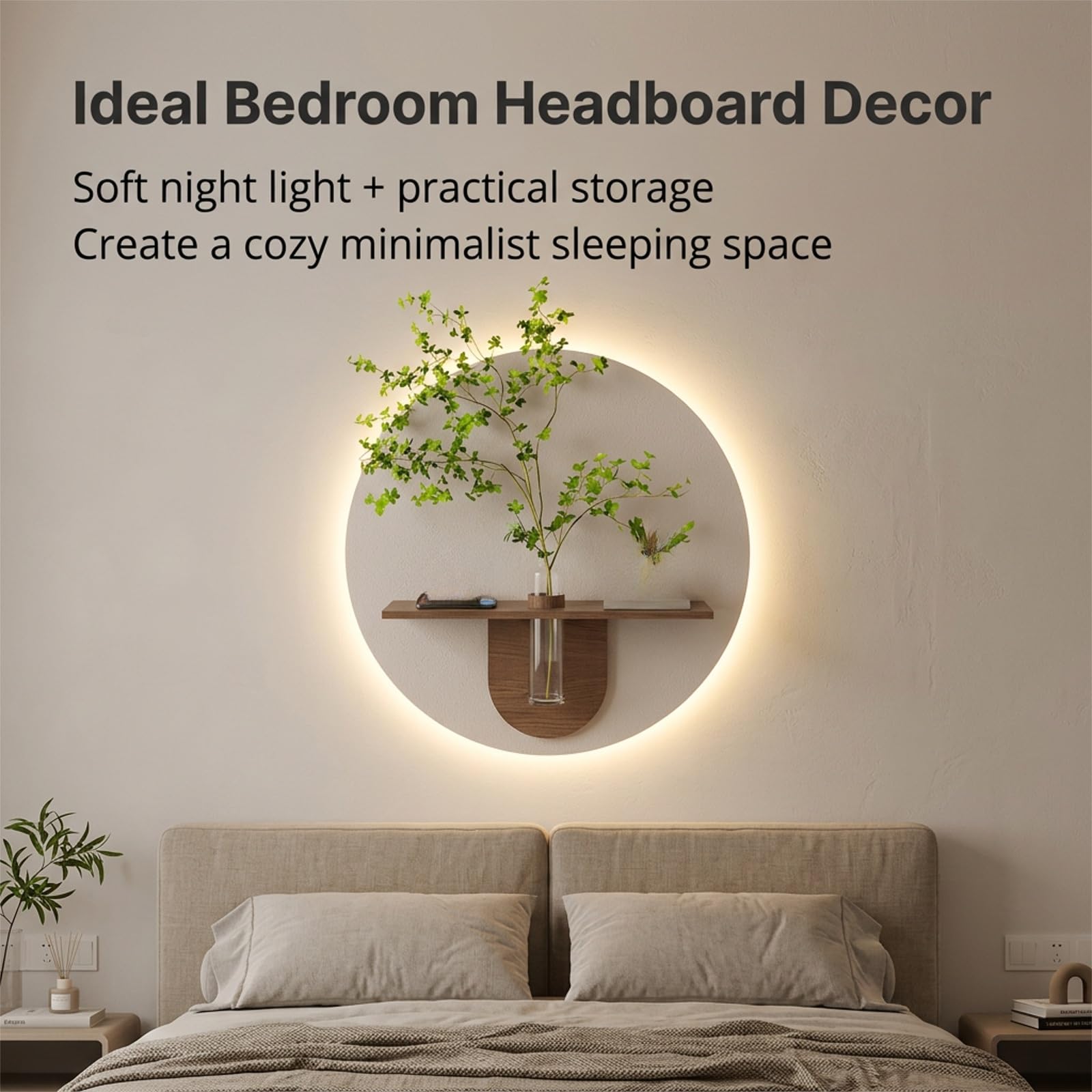 Decorazione Murale 3D con Luce LED, Scultura da Parete in Effetto Arenaria | Texture Arenaria, Luce LED 3D, Arredamento Soggiorno, Vaso Idroponico Integrato(D,27.56*27.56IN_REMOTE CONTROL)