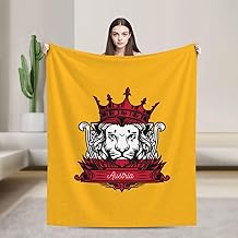 Lion with Flag of Austria Thick and Warm Blanket Soft Anti-Pilling Flannel for Bed Sofa Couch Funny Blankets 40"x30" Winter Gifts