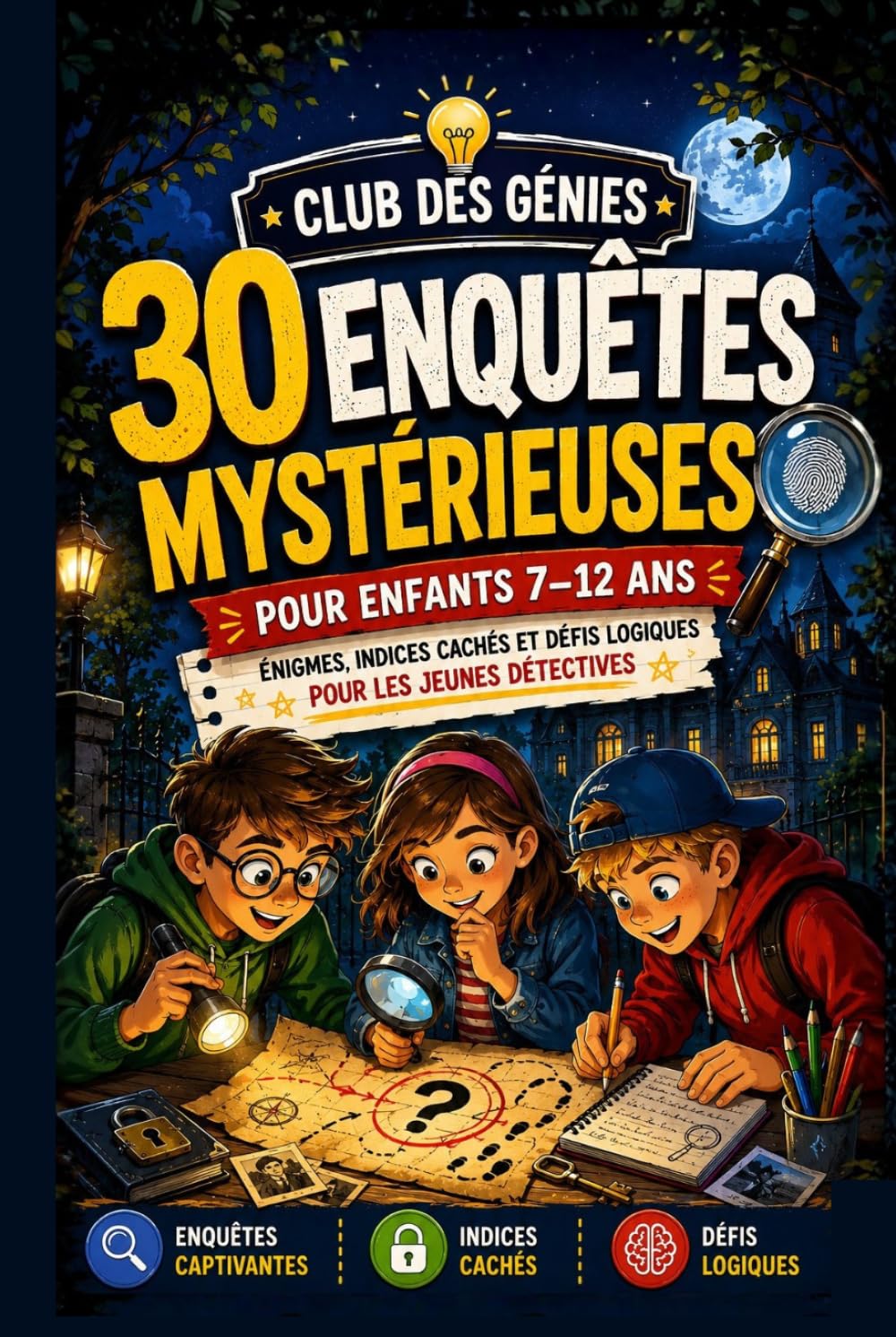 Club des Génies: 30 Enquêtes Mystérieuses pour Enfants 7–12 Ans – Énigmes, Indices Cachés et Défis Logiques pour les Jeunes Détectives