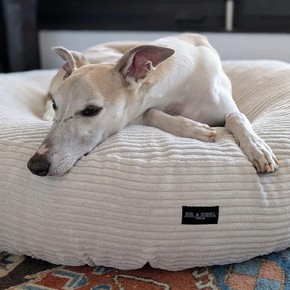 EDEL&SCHNELL Hundebett Wechselbezug in hellem Beige, Ersatzbezug für runde Hundebetten 90 cm, Bezug aus weichem Baumwoll-Cord-Stoff