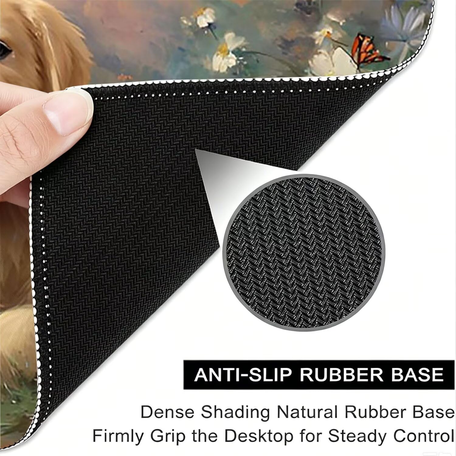 Tappetino Mouse Gaming XXL, Mousepad 1200x600x4mm cane gatto 0x0-181 | Tappetino Scrivania con Base in Gomma Antiscivolo Bordi Cuciti per Computer, PC, Migliora la Precisione e la Velocità