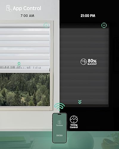 Miniatura 31 de Persianas de cebra motorizadas Yoolax compatibles con Alexa, persianas motorizadas con control remoto, persianas eléctricas inteligentes automáticas