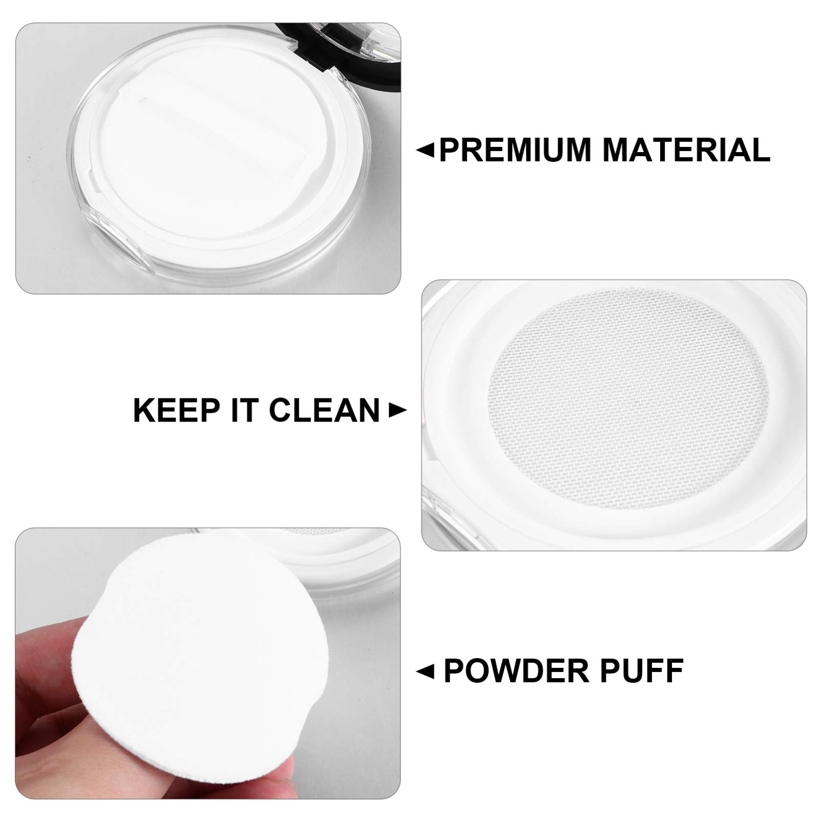 FRCOLOR 2pcs Compact Container, Empty Makeup Loose Case with Puff and Elasticated Net Sifter Makeup Sponges BB Cream Box Sponges - Image 4
