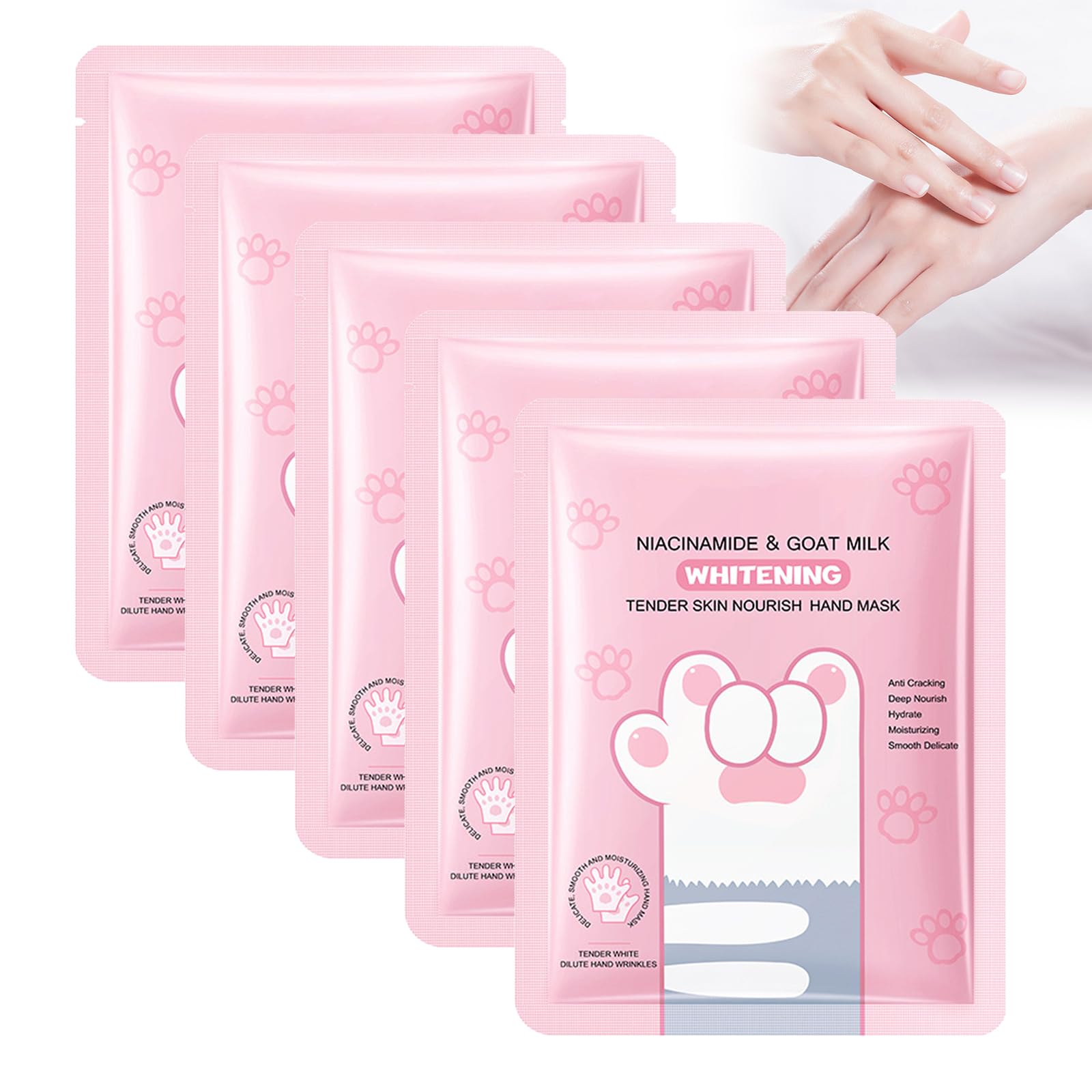 5 pezzi nourishing, maschera per la cura delle mani, guanto idratante, anti-invecchiamento, idratante, per donne e uomini, riparazione per mani danneggiate e screpolate