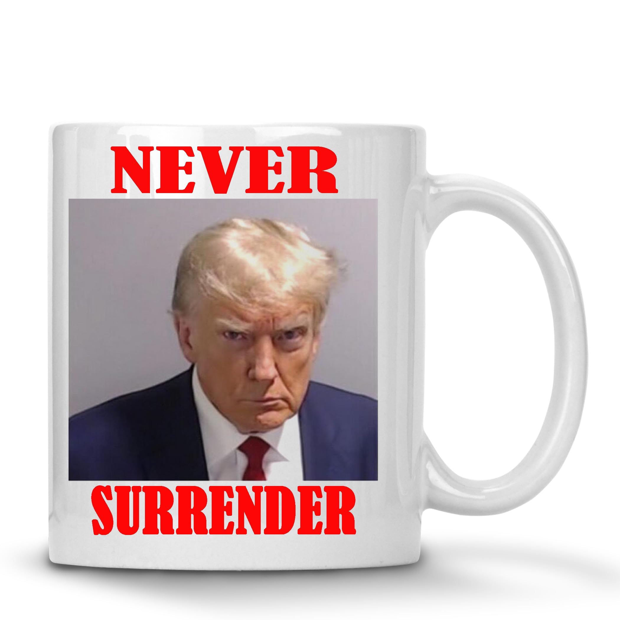 Donald Trump Mugshot Mug shot Coffee Mug 11 oz ceramic MAGA republican president never surrender