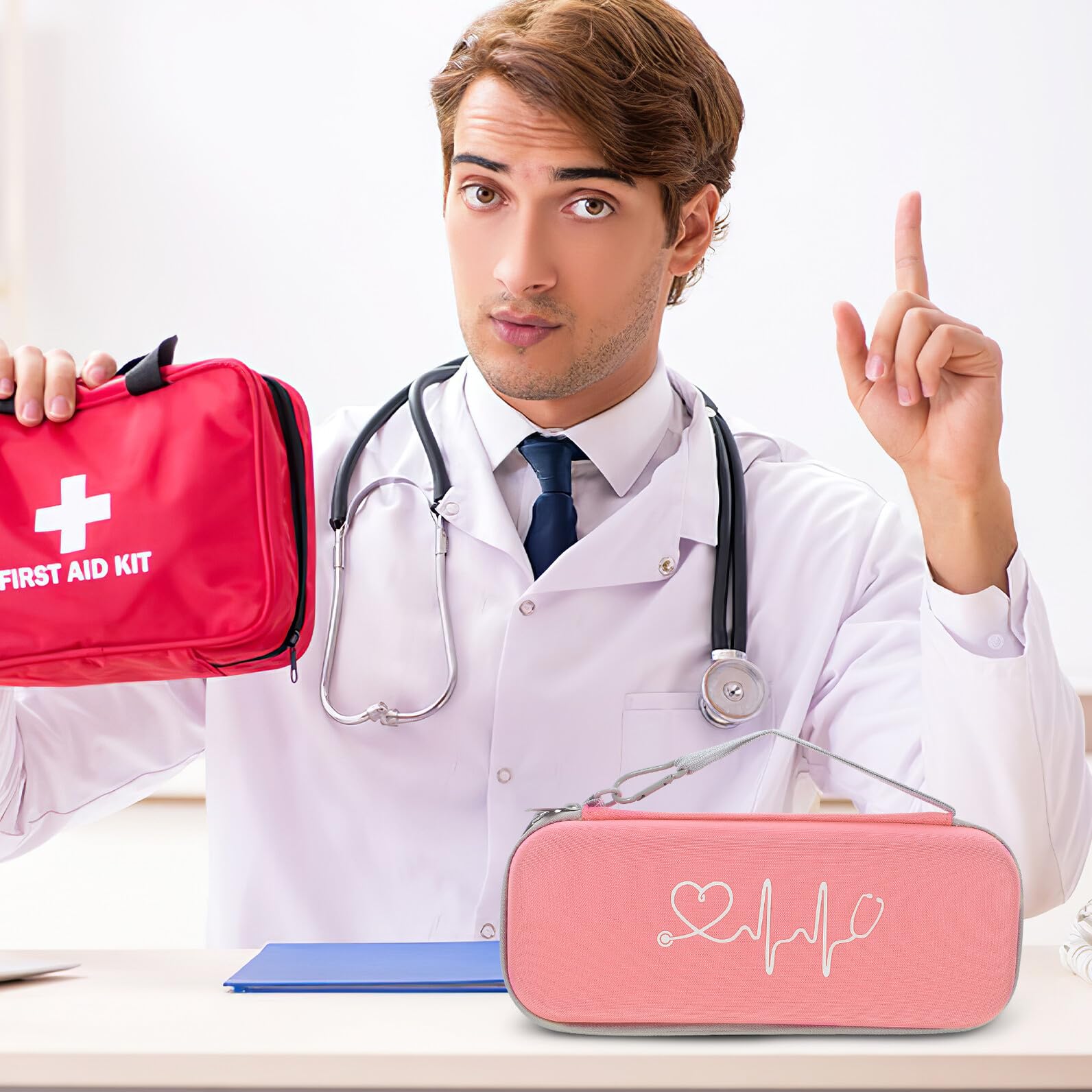 Custodia Rigida per Stetoscopio Portatile Oxford Resistente, Borsa Protettiva Rosa Design Unico per Uso Medico e Viaggio