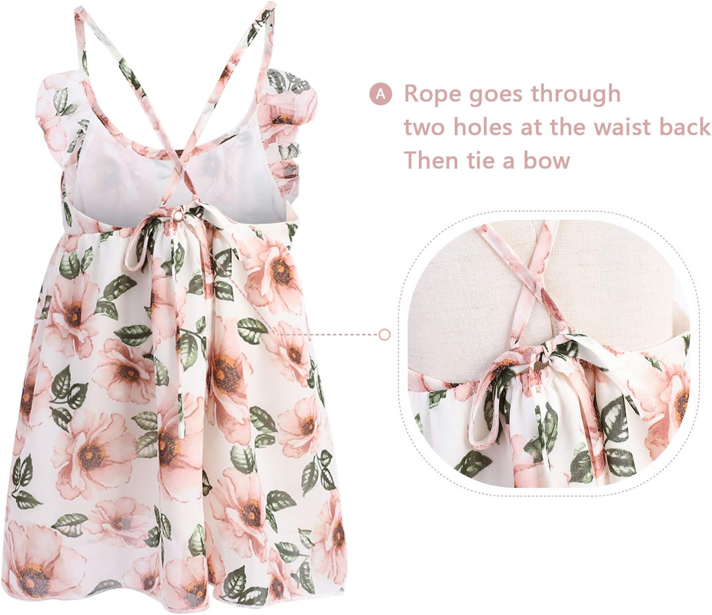 PopReal Mommy and Me Dresses Floral Print Cold Shoulder Ruffle Backless Strap Romper Beach Midi Dress Summer