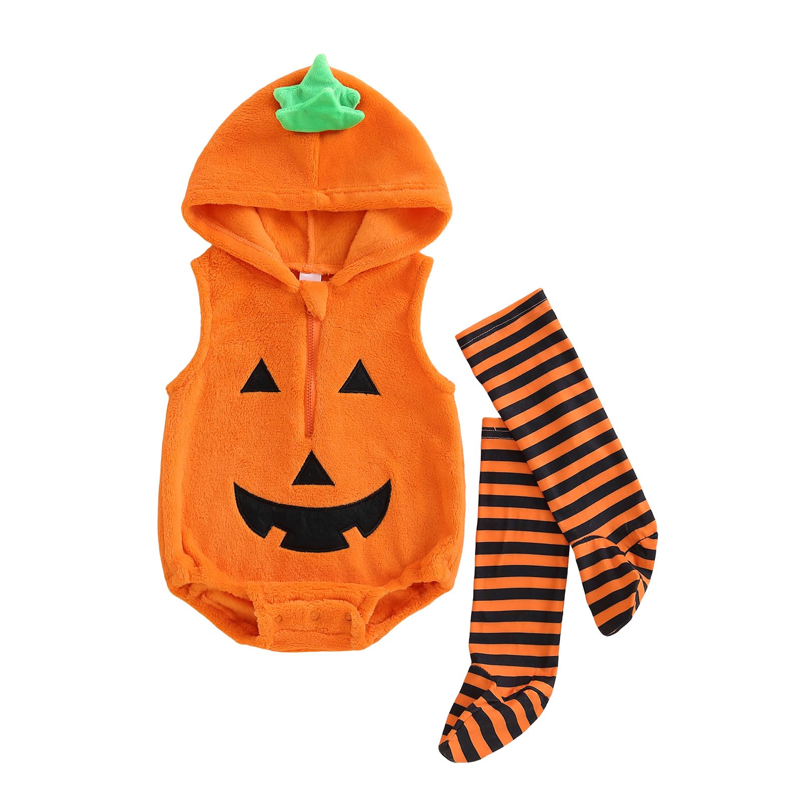 Yoisdtxc Newborn Baby Animal Costume Long Sleeve Hooded Romper Jumpsuit Leg Warmers Halloween Party Cosplay Outfit (G-Orange, 12-18 Months)