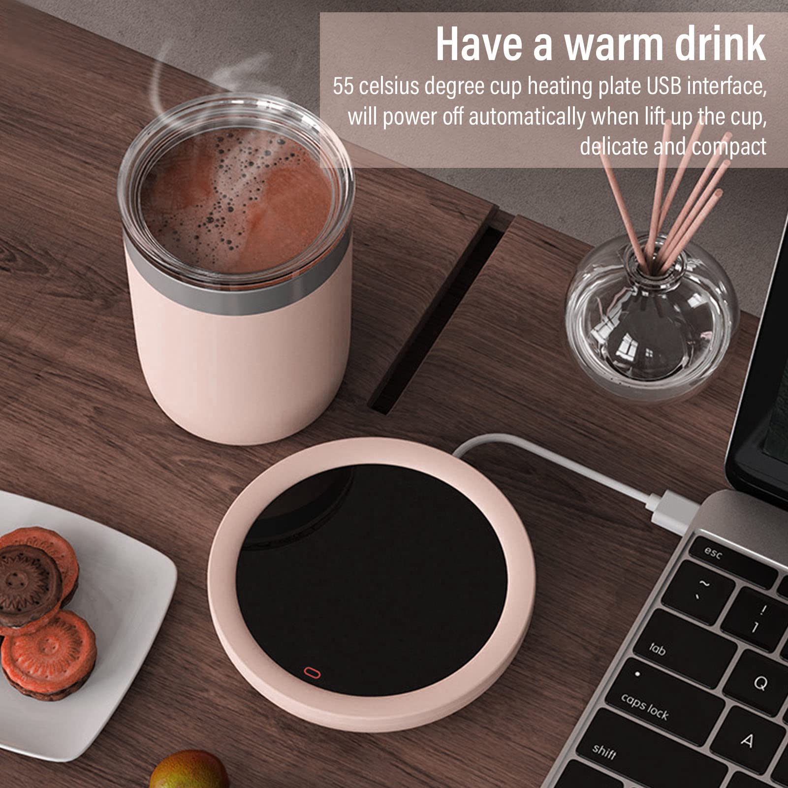 Placa calentadora de tazas, calentador de café USB para escritorio, calentador de bebidas para café, leche, té y calentador eléctrico de tazas de café para oficina en casa (rosa)
