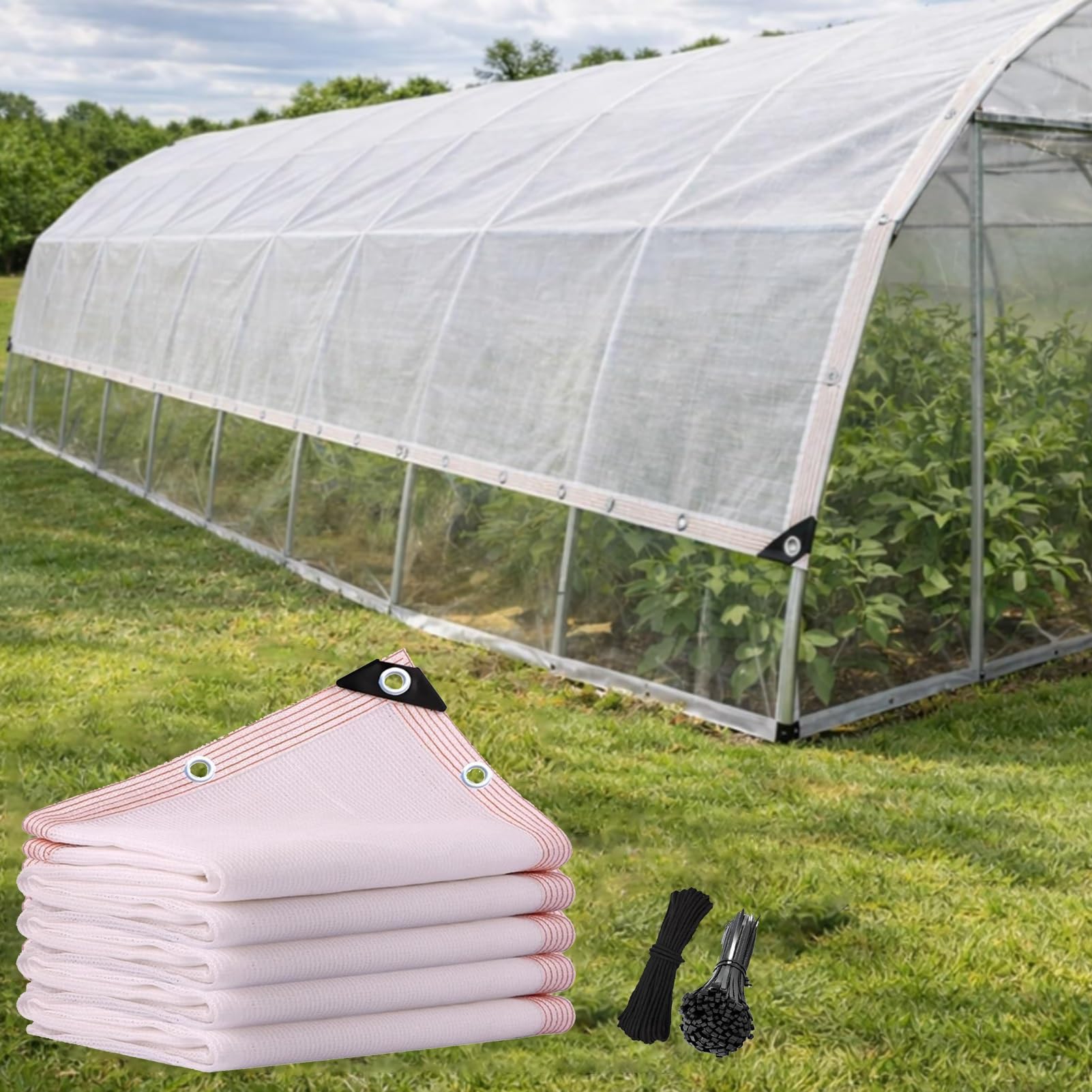 Filet d'ombrage blanc avec œillets YVYKFZD anti-chaleur de jardin