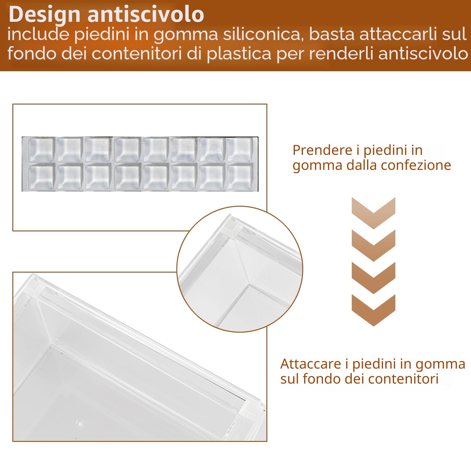 2 pezzi organizer cassetti acrilico trasparente – cassettiera plastica – cassetti impilabili per armadio con 16 tappetini antiscivolo – organizer trucco per bagno, toeletta, cassettiera e scrivania