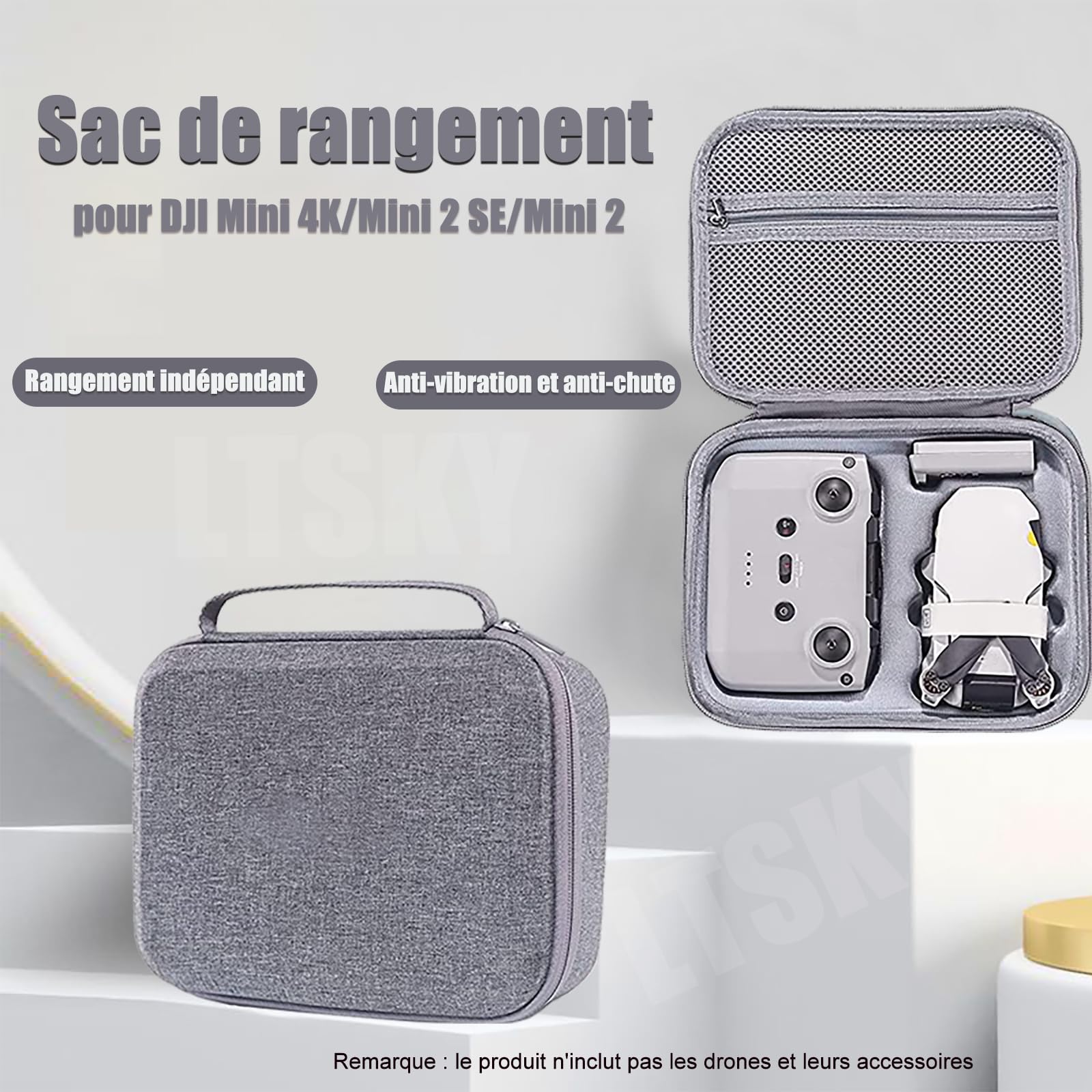 Mini 4K/Mavic Mini2/Mini 2 SE Étui Portable Dure Cas Voyage | Sac de Rangement Portable pour DJI Mini 4K / Mini 2 SE/Mini2 et Accessoires de contrôleur,Gris