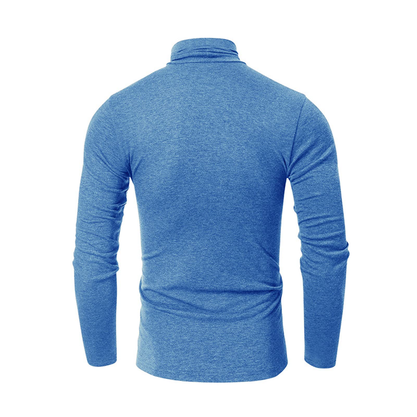 Slim-Fit Tops for Men Fashion Mock Turtleneck T-Shirts Long Sleeve Pullover Sweater Basic Designed Undershirt Shirts (Light Blue,X-Large)