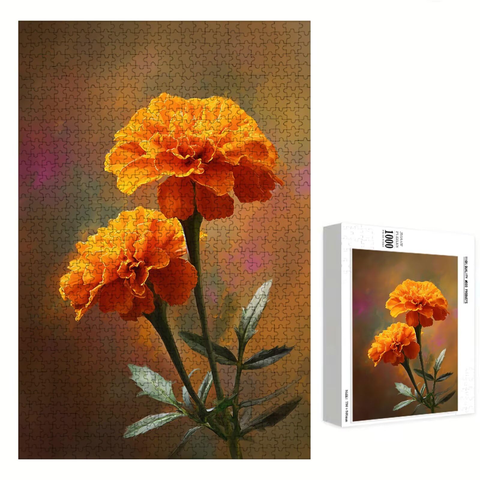 4000 Pezzi Puzzle Adulti - Arancione & Flower - Fabbricazione in Legno Robusto (Forma Classica) - Decorazione Murale con Poster - Prodotto Riservato ad Adulti e 14 Anni in Su (147x105cm) P3#1337