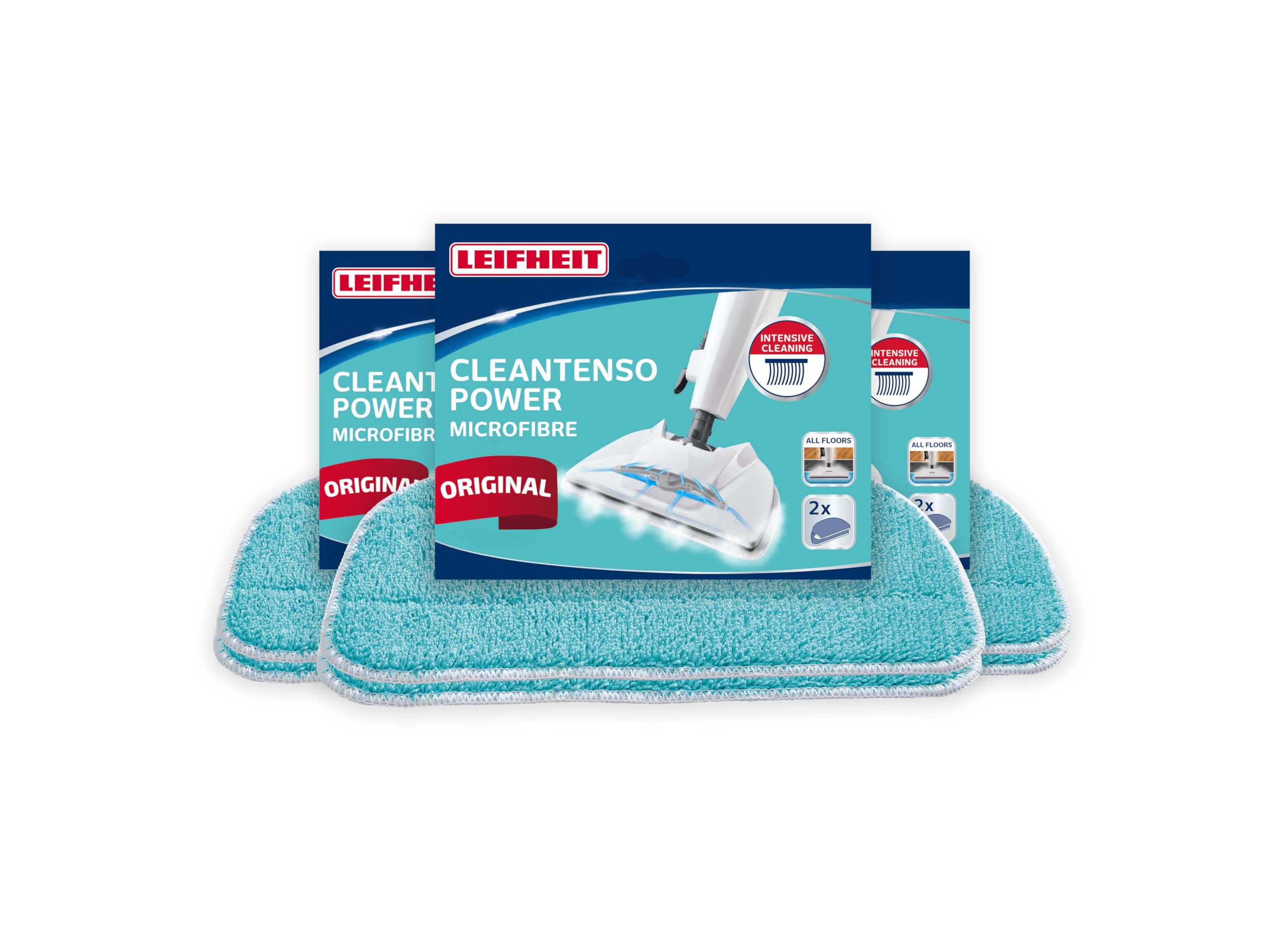Leifheit 6er Set Ersatzpads Dampfreiniger CleanTenso Power 2.0, Dampfbesen Wischbezug für eine porentiefe Reinigung, Dampfmop Ersatz mit Klettunterseite, Ersatztücher für CleanTenso Power