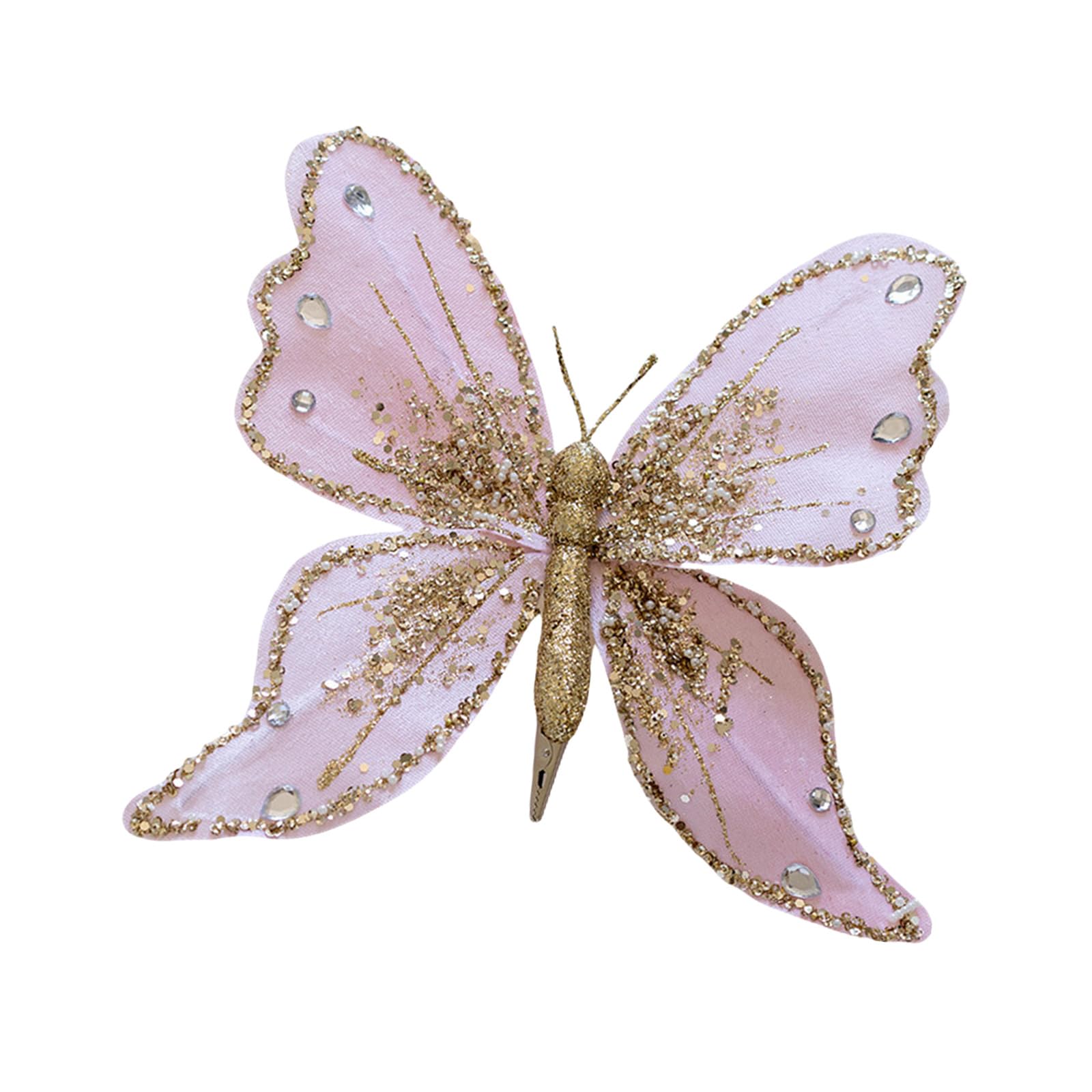 HZBB Artificial Butterfly Hanging Charm for Christmas Tree Festival Embellishment for Indoor/Outdoor Use Home Decorations Home Christmas Embellishment