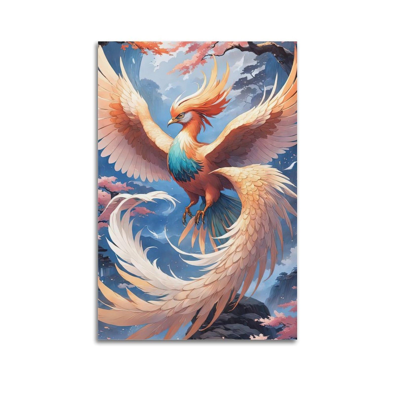 WPHSFX Bird Posters Phoenix Fantasy Poster Decorative Painting Canvas Wall Posters And Art Picture Print Modern Family Bedroom Decor Posters 24x36inch(60x90cm)