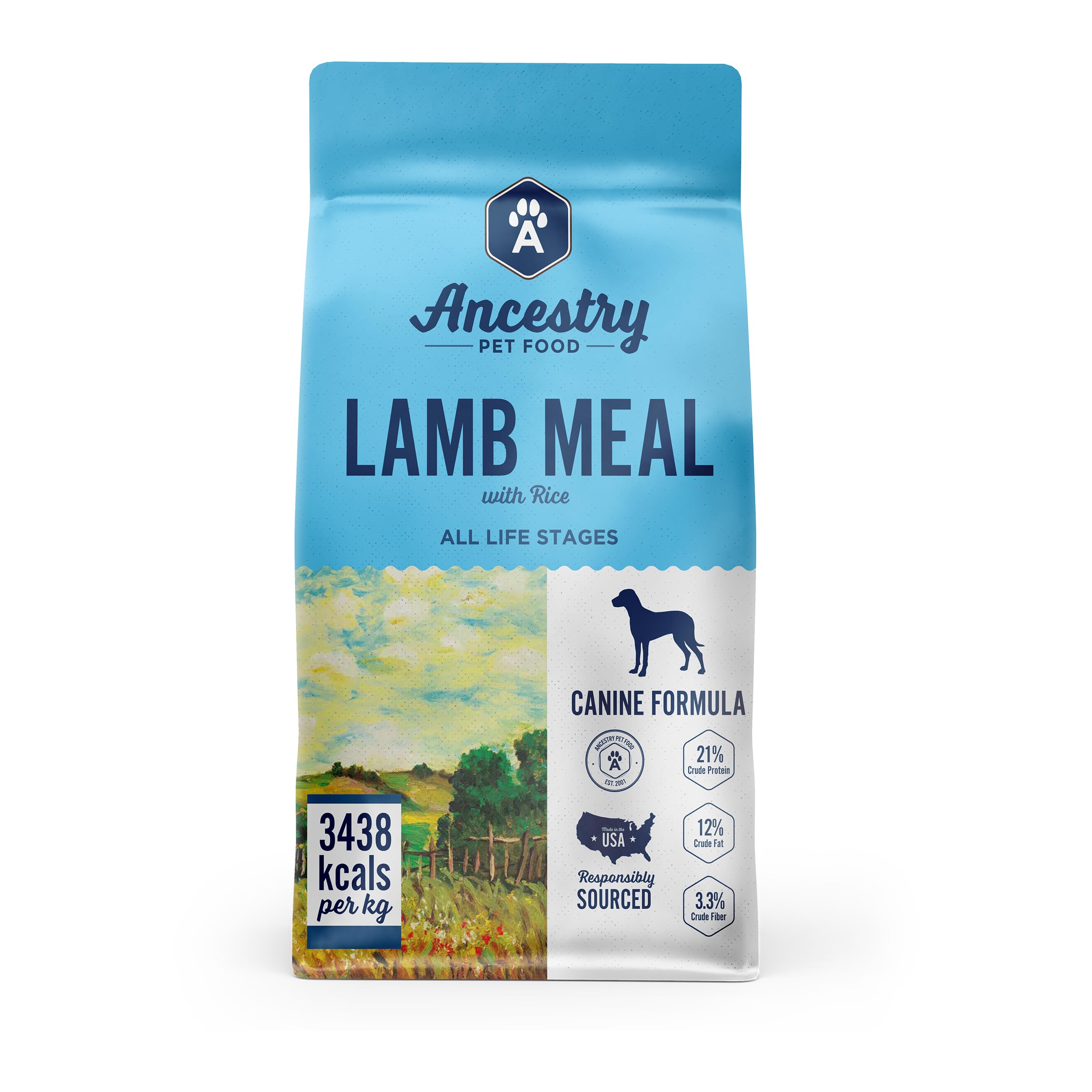 Ancestry Dog Food, Lamb Meal & Brown Rice Formula, Crude Protein, Fiber & Fat, For All Life Stages, Wholesome Grains Dry Dog Food, Support Skin & Coat