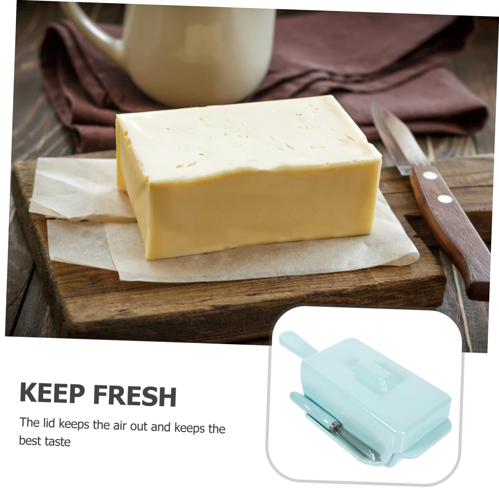 MOLUCKFU 1 Set Box Butter Box with Lid and Cutter Food Preservation Container for Butter and Cheese Storage Refrigerator Fits Various Shapes Convenient Slicing Tool Simple Design
