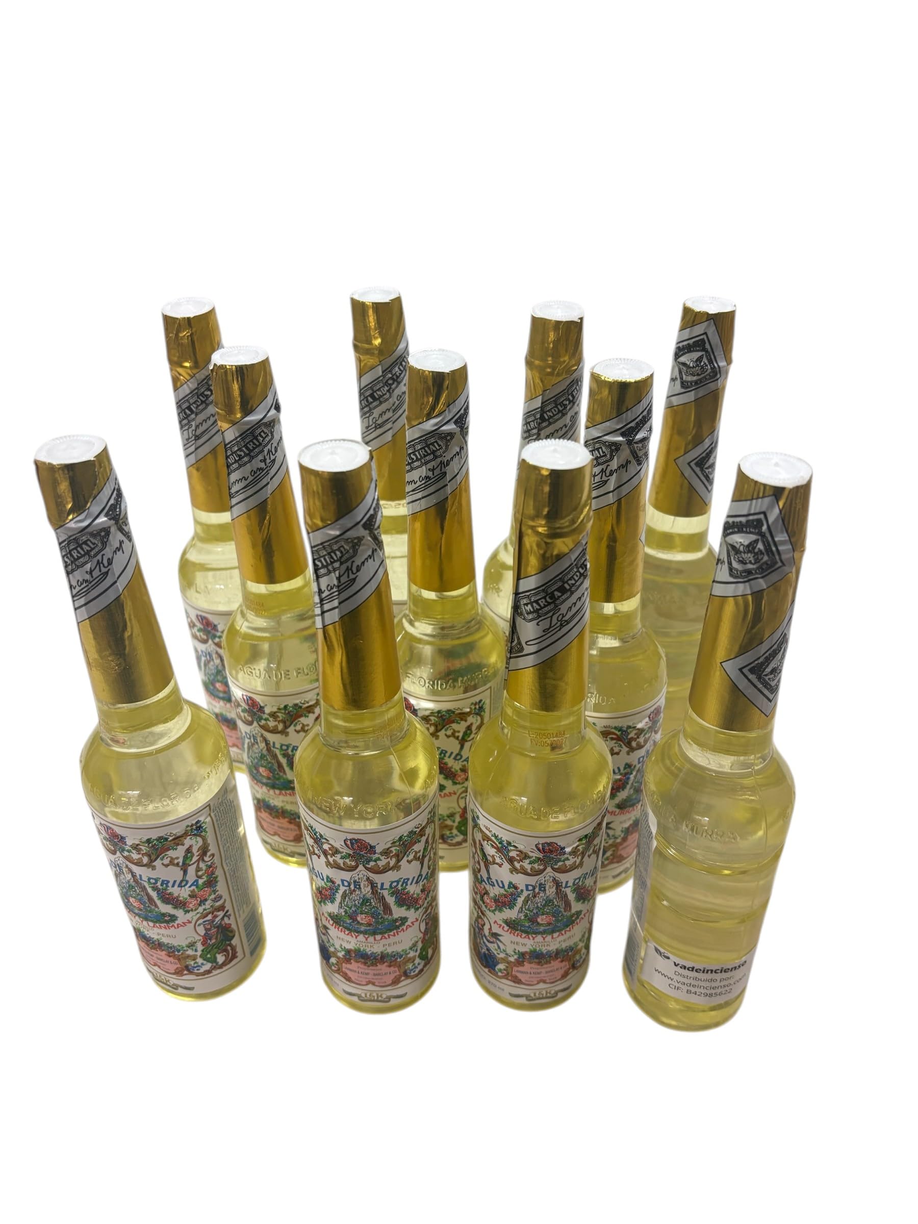 Pack 10 Botellas Agua Florida 270 ml 100% Colonia Original Perú Amarilla Murray & Lanman