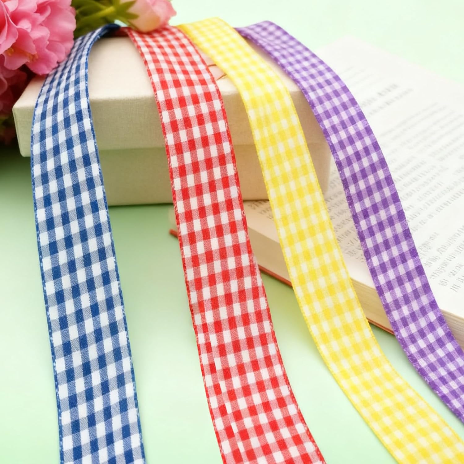 8Pairs Gingham Shoe Laces for Women, Wide Colorful Soft Satin Fabric Shoe Ties Shoestrings for Sneakers Sports Shoes