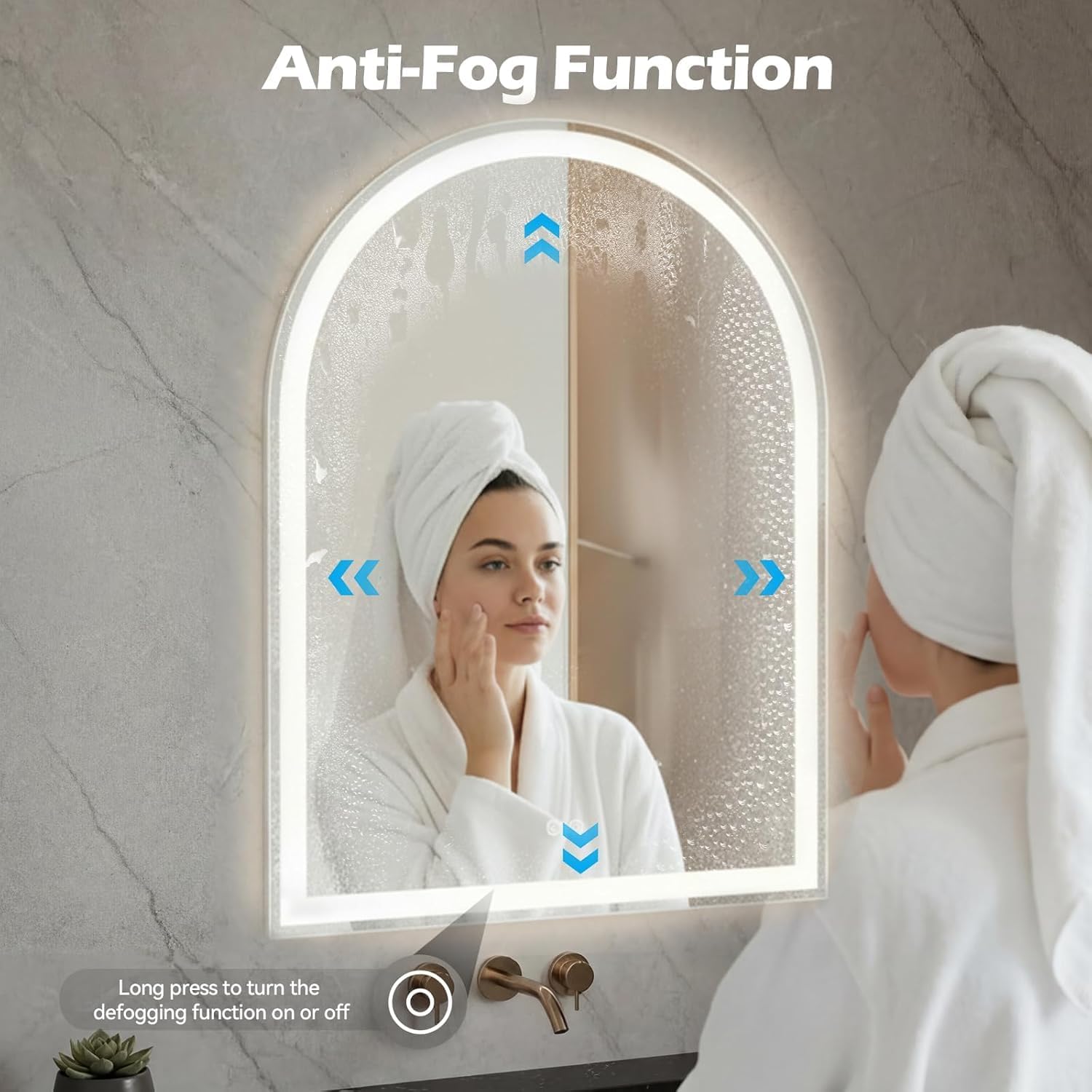 Simple Deluxe 28x36 inch Arched Mirror for Bathroom Vanity Mirror or Wall Decor, Arch Mirror Brushed Metal Frame, Wall Mounted Mirror for Bathroom LivingRoom Bedroom Entryway(28''×36'')