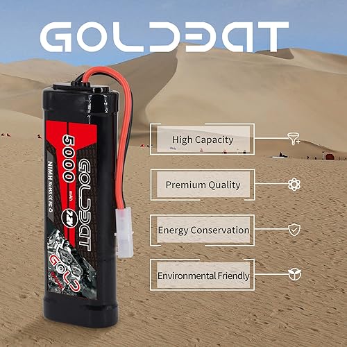 Miniatura 2 de GOLDBAT 5000 mAh 7.2 V NiMH batería con conector Tamiya para RC coche RC camión RC barco LOSI asociado HPI Kyosho Tamiya Quadcopter Drone Hobby
