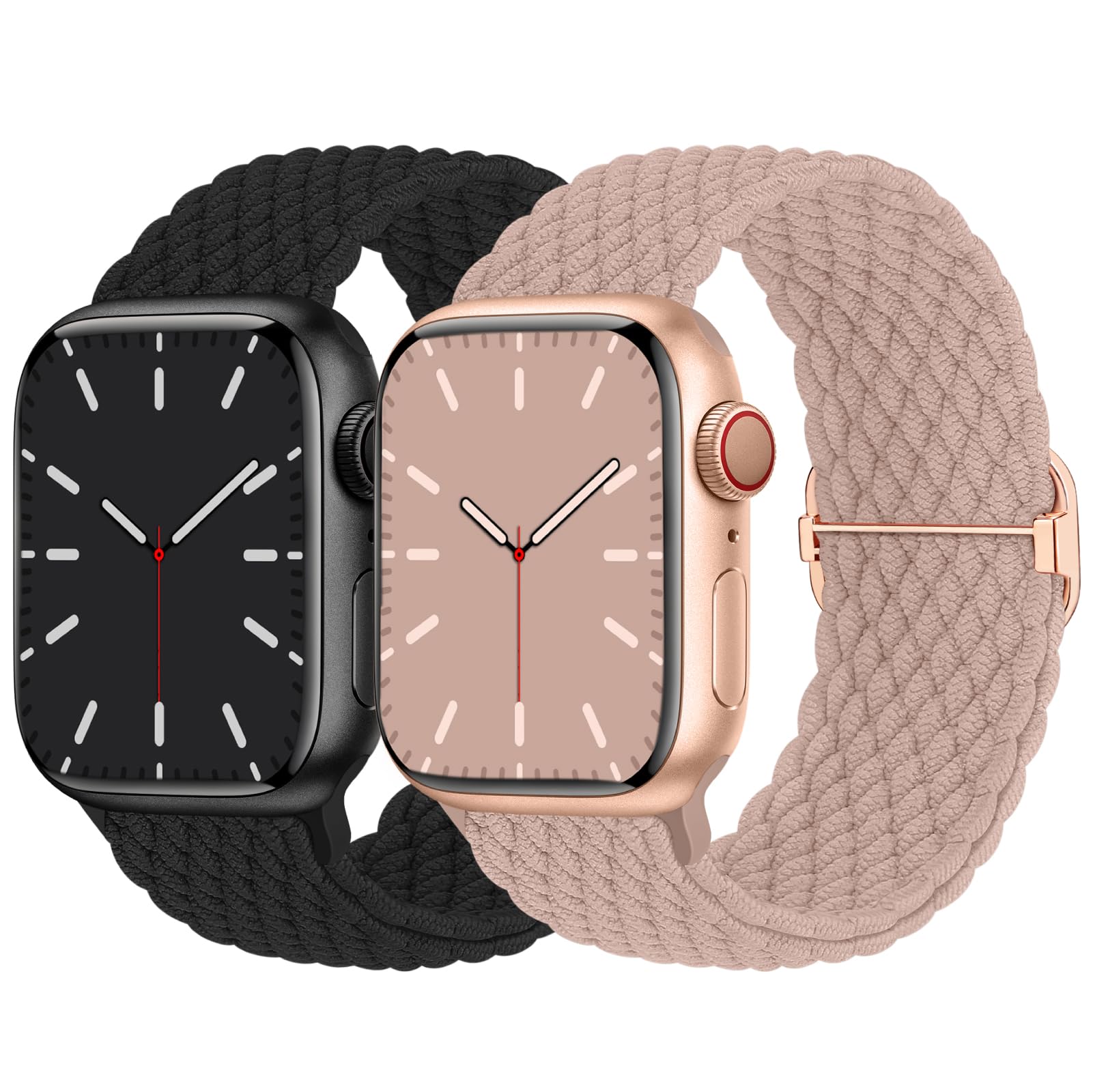 Nimblistic 2 Pack Stretchy Braided Solo Loop Compatible for Apple Watch Straps 42/44/45/46/49mm