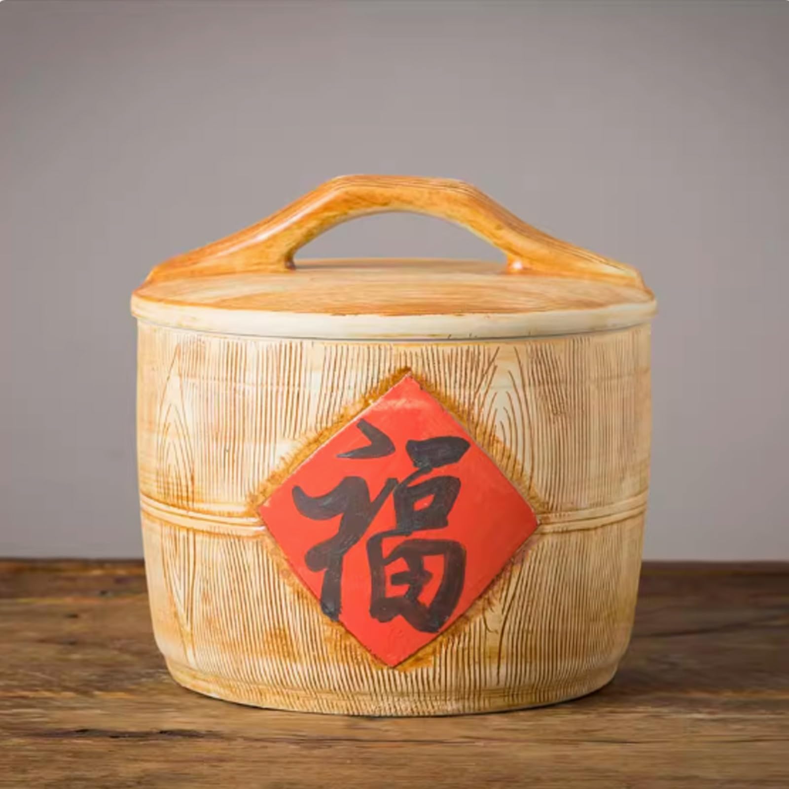 MESCXTY Ceramic Sealed Rice Storage jar with lid Ceramics Kitchen Household Jar Chinese Decorative Classic Home Porcelain Food Jar(10kg)