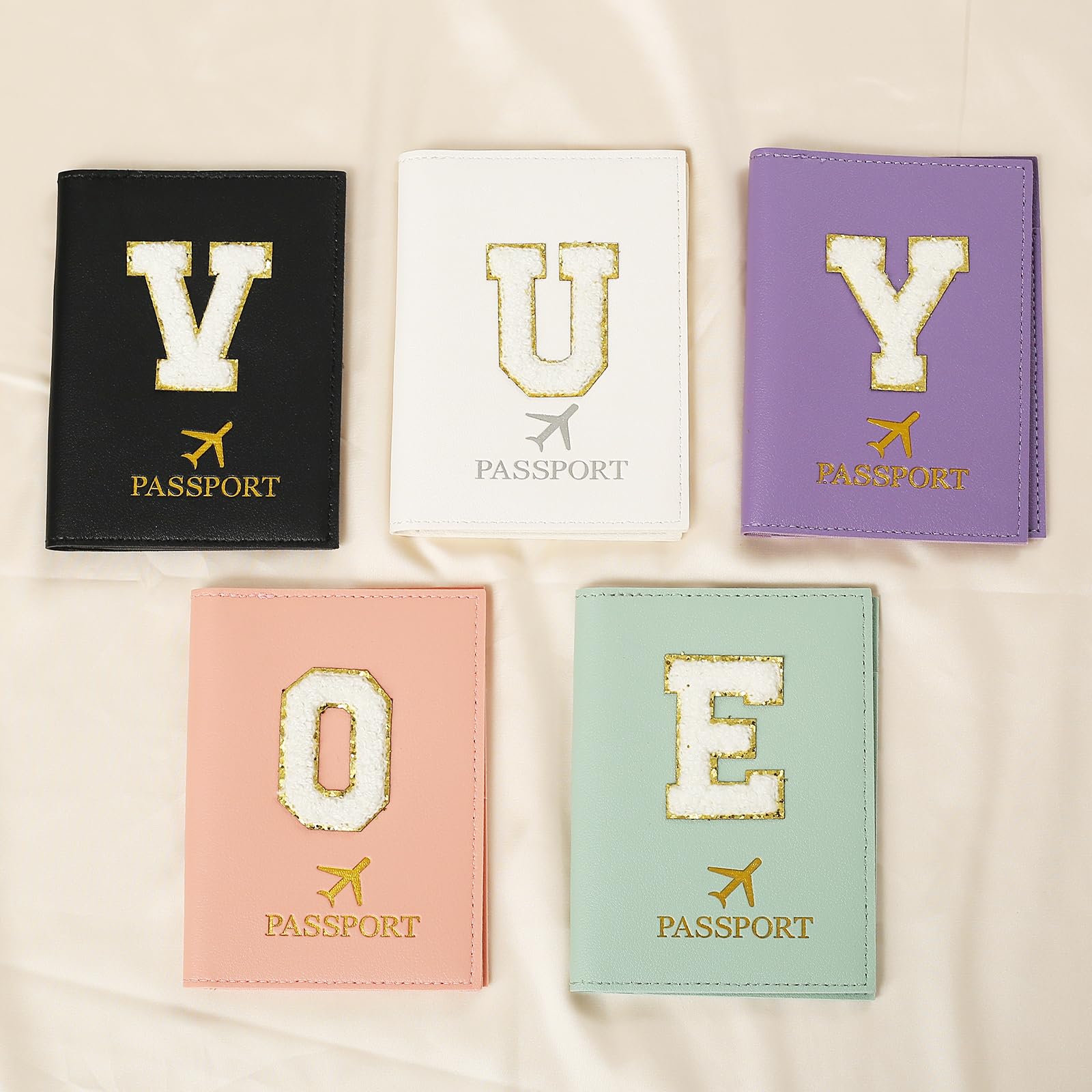 Porta Passaporto Verde ed Etichette per Valigie Cover，Passaporto con Lettere, Pelle PU,Porta Passaporto da Viaggio Donne, Regalo Donna,Uomo,Adolescenti, Ragazze (Verde A)