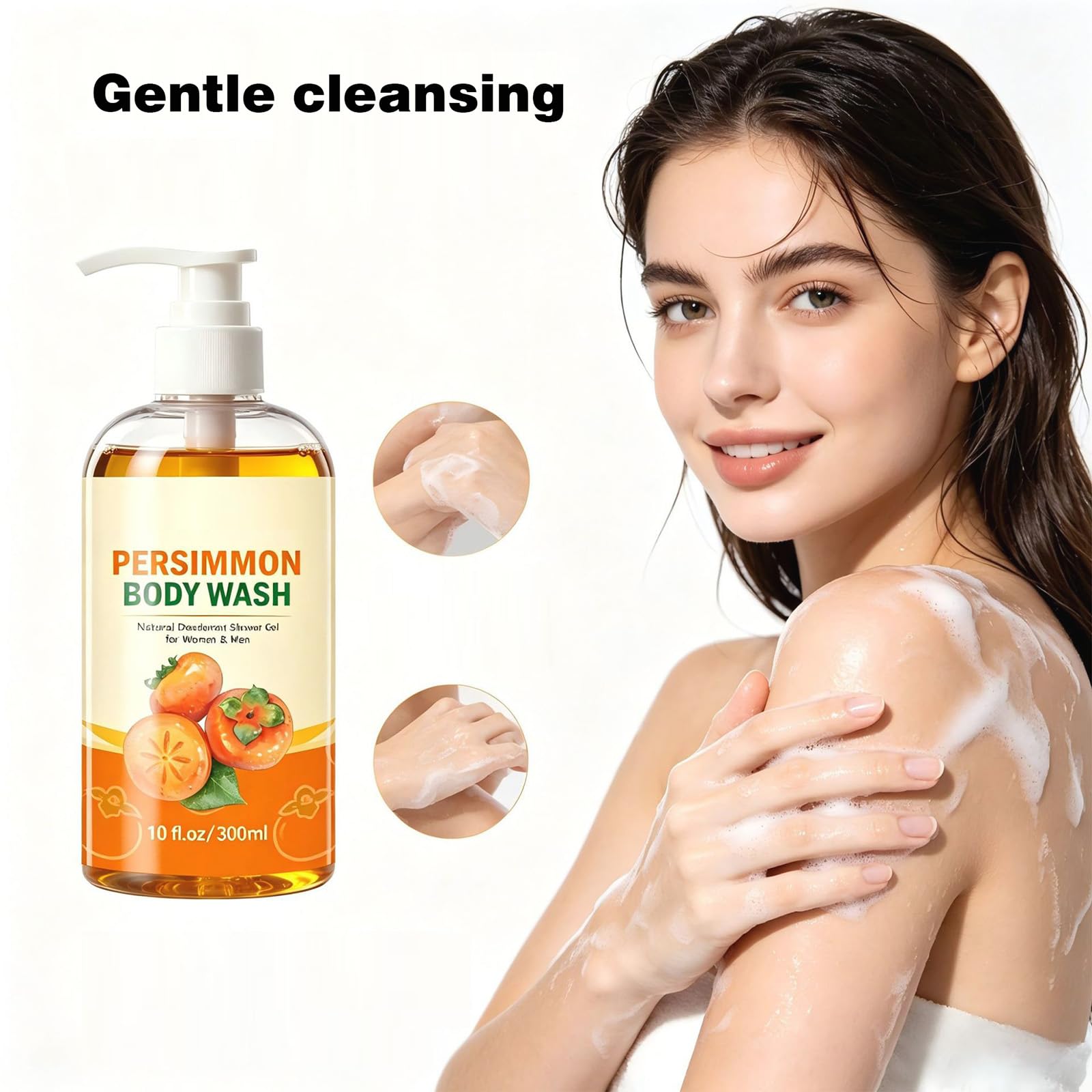 Persimmon Dezodorizing Body Wash dla dojrzałego zapachu, Persimmon Dezodorant Żel pod prysznic, Deep Cleansing Cleanser dla nieprzyjemnego dojrzałego zapachu ciała i stóp. Żel pod prysznic dla zapachu