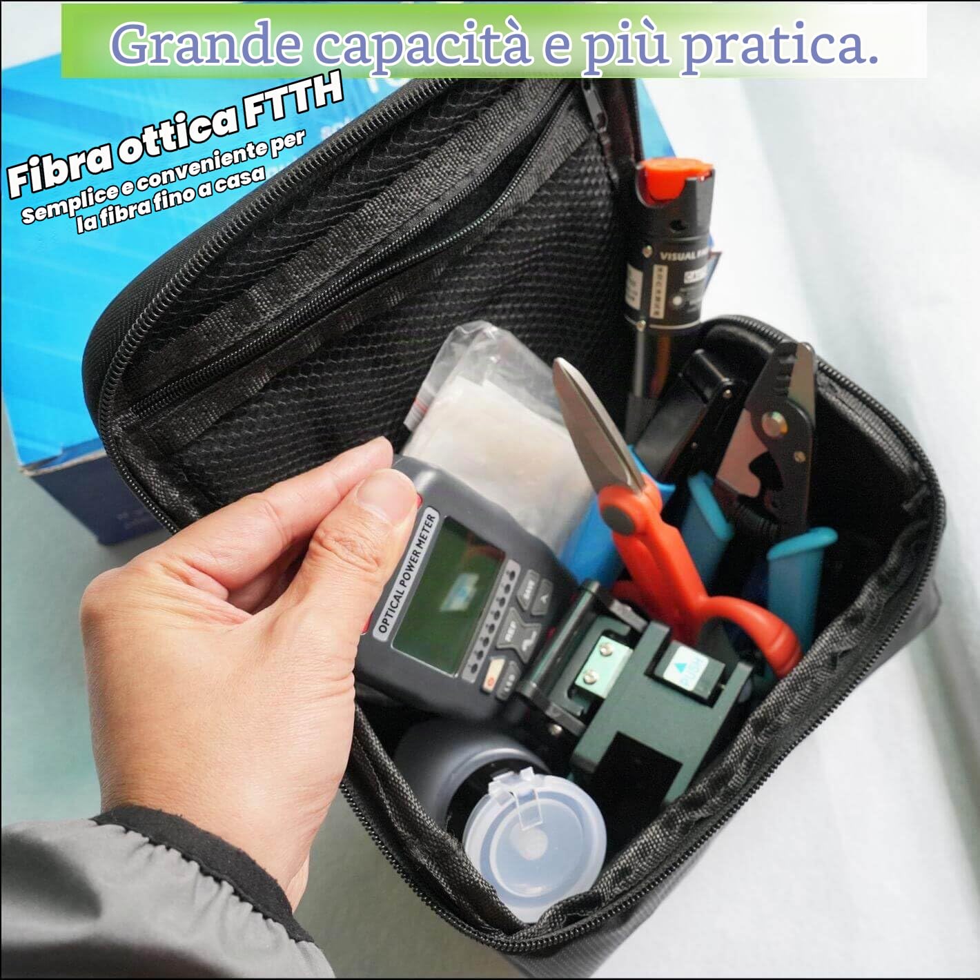 Kit di Strumenti in Fibra Ottica con misuratore di potenza ottica con test di rete RJ45 Laser Fibra Ottica Kit Fibra Ottica FTTH Tools Kit
