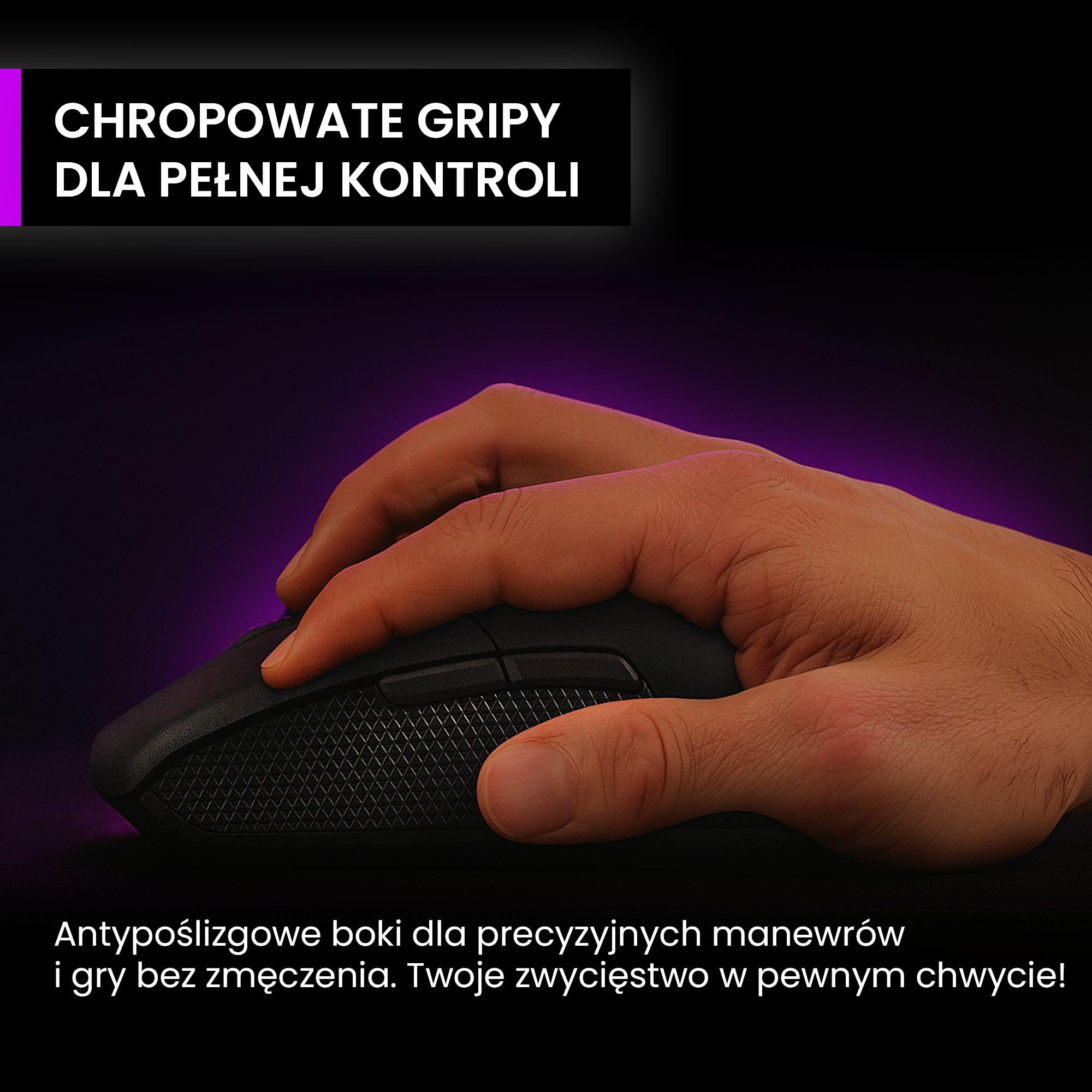 PREYON Mysz Gamingowa z Kablem 1,8 m Bezprzewodowa do Komputera Myszka z Programowalnymi Przyciskami Podświetleniem RGB 2.4 GHz USB Lekka 85 g Czujnik 16K DPI – Owl Czarna