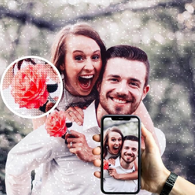 Noyhnuoch Custom Diamond Painting Kits from Photos, Customized Personalized Diamond Art for Adults, 5D DIY Diamond Painting Gifts for Home Wall Decor - Round Drill,24X24inch/60X60cm