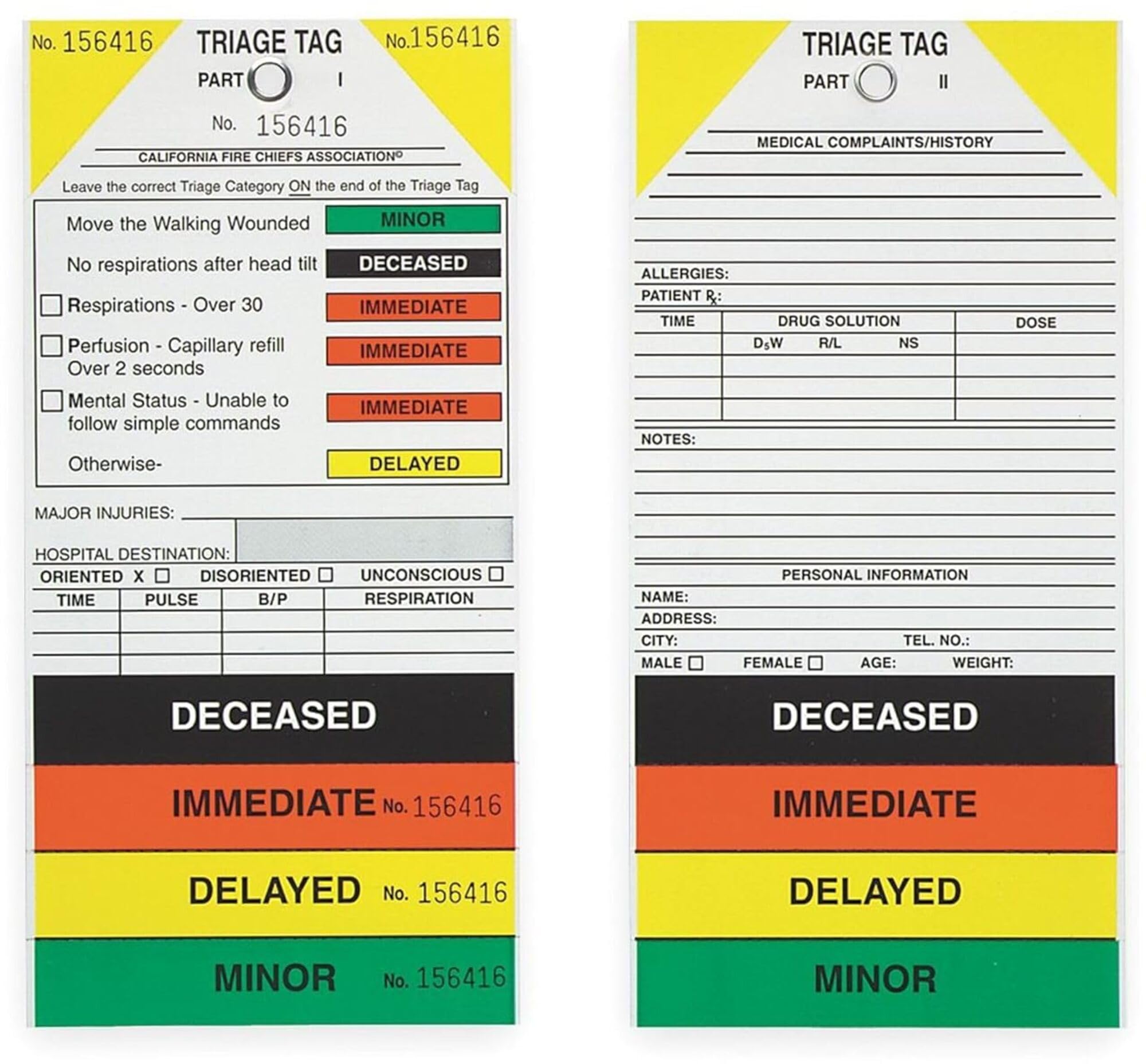 Triage Tag, 8-11/16 x 4-1/4 In, PK50