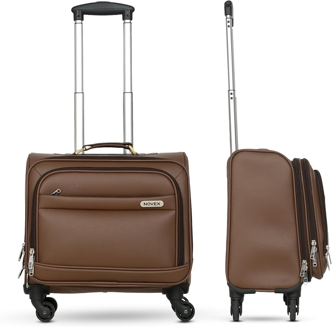 Buy NOVEX PU Brown Laptop Trolley Bag | 42cm Lightweight Cabin
