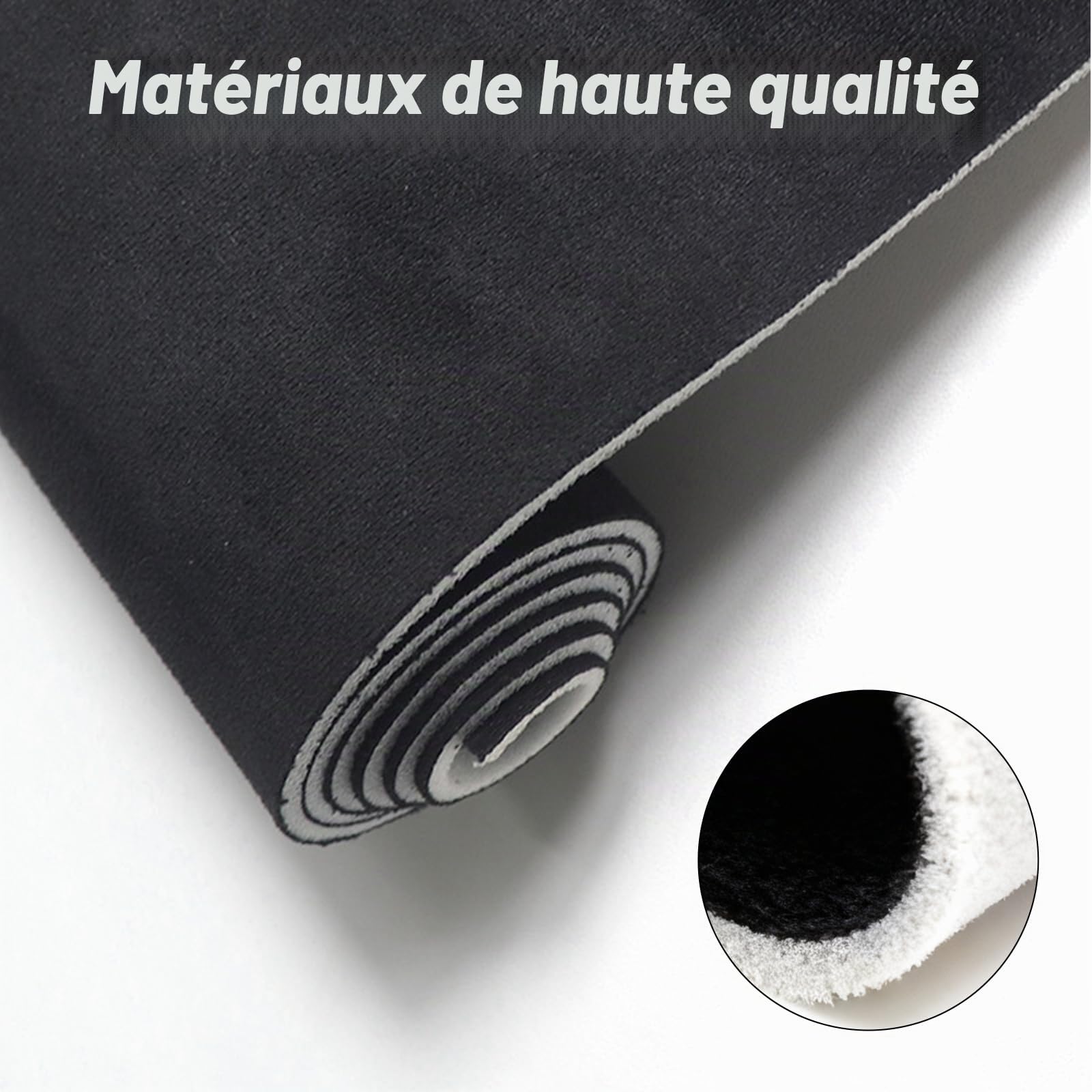 Tissu pour Ciel de Toit Auto en Simili Suède, 244x152 cm (96x60Zoll) (4 mm d'épaisseur), Noir - Revêtement Intérieur Voiture pour Rénovation de Plafond, Toit de Camper, Van