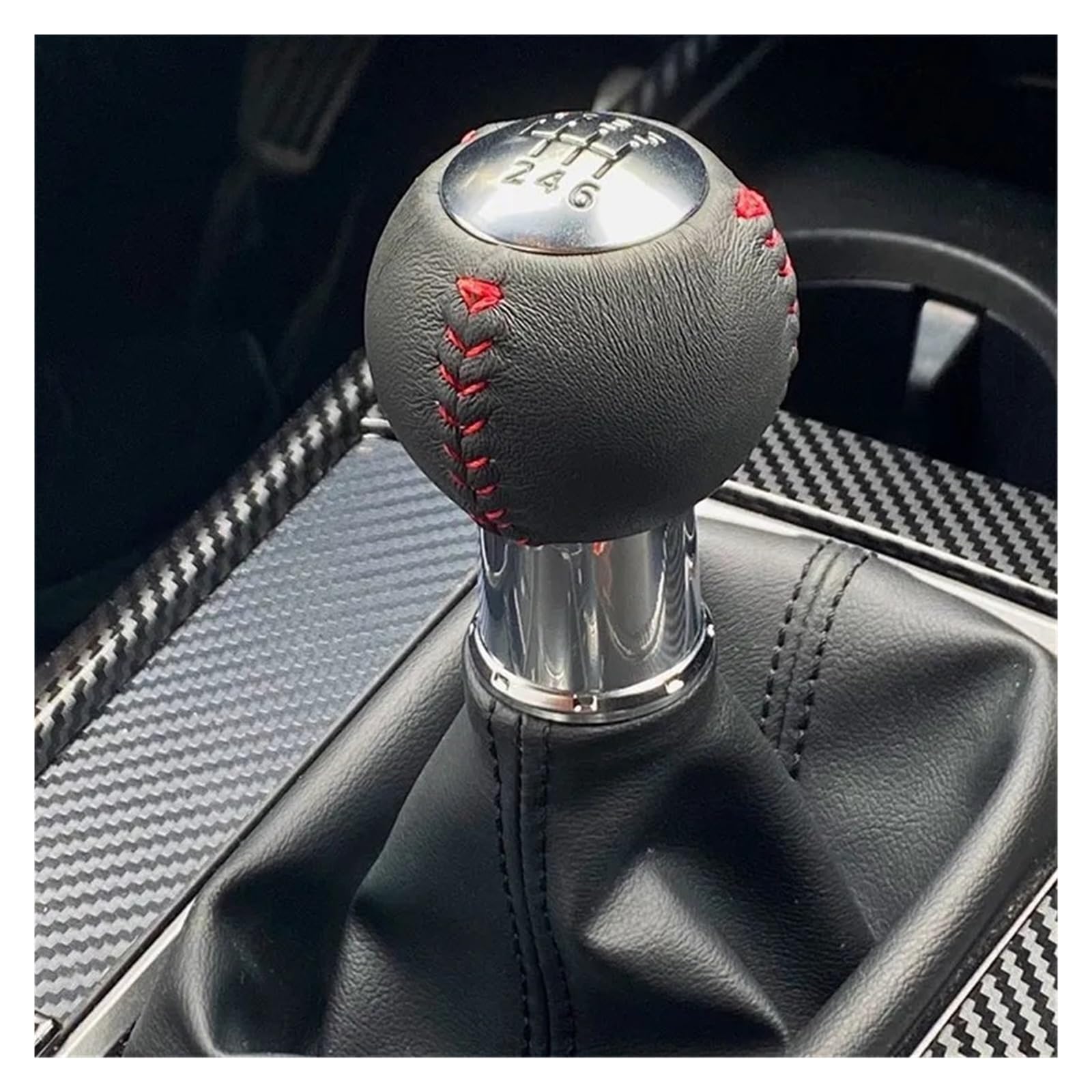 DWTNMEX Gear Shift Knob for Mazda 6 for 3 for 5 8 for Cx-5 Red Stich Leather Speed Gear Shift Knob 4 Ball Head