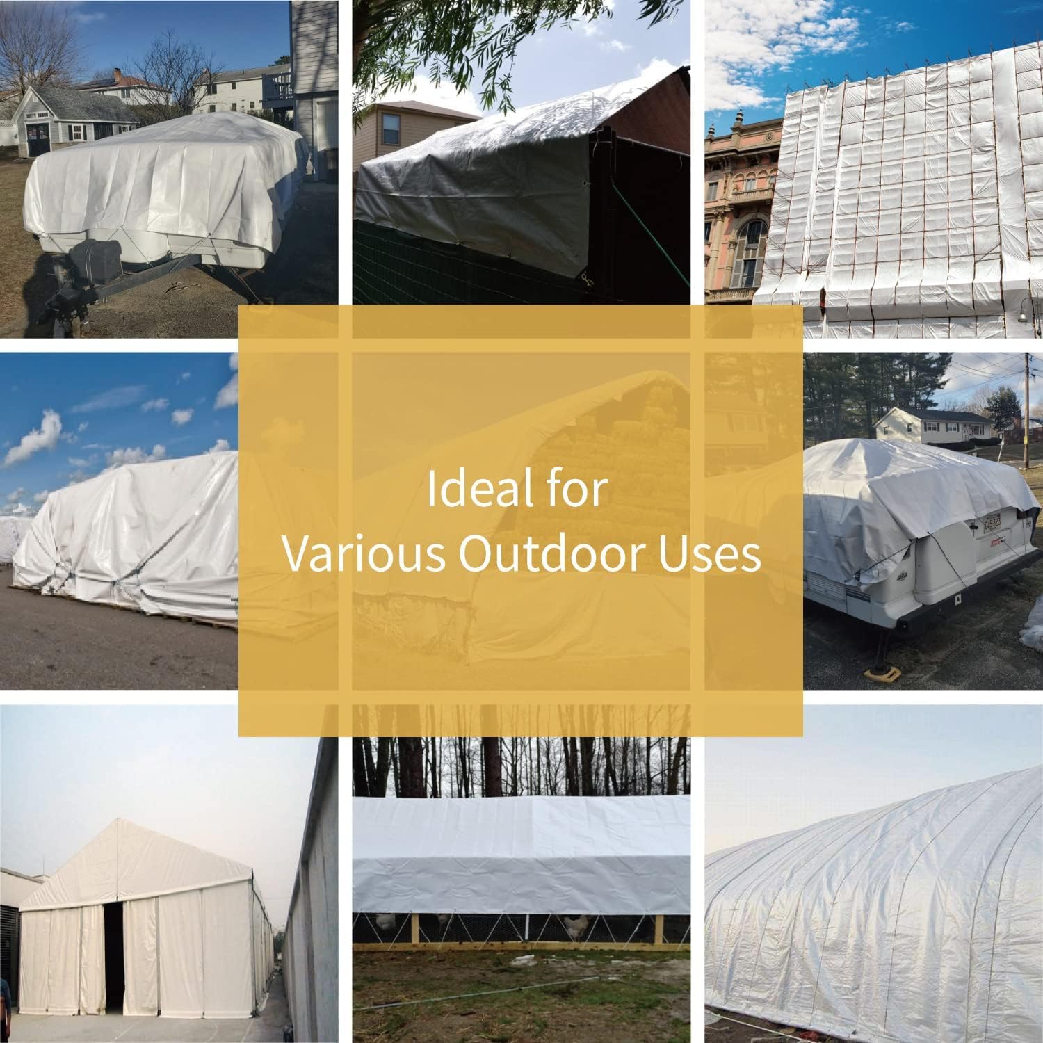 GUARD SHIELD Lona impermeable blanca de 4 x 6 m, cubierta de lámina de 120 g/m², para protección UV, ojales reforzados