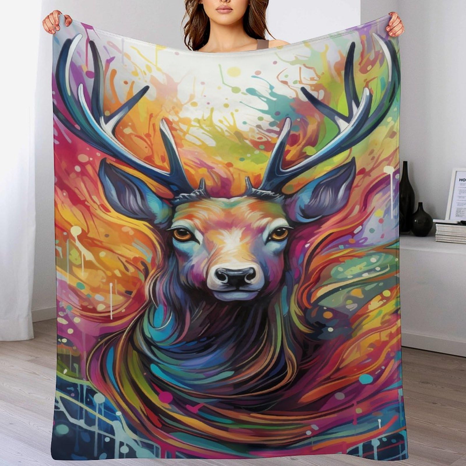 Couverture canapé cerf 180x200cm plaid flanelle chaud