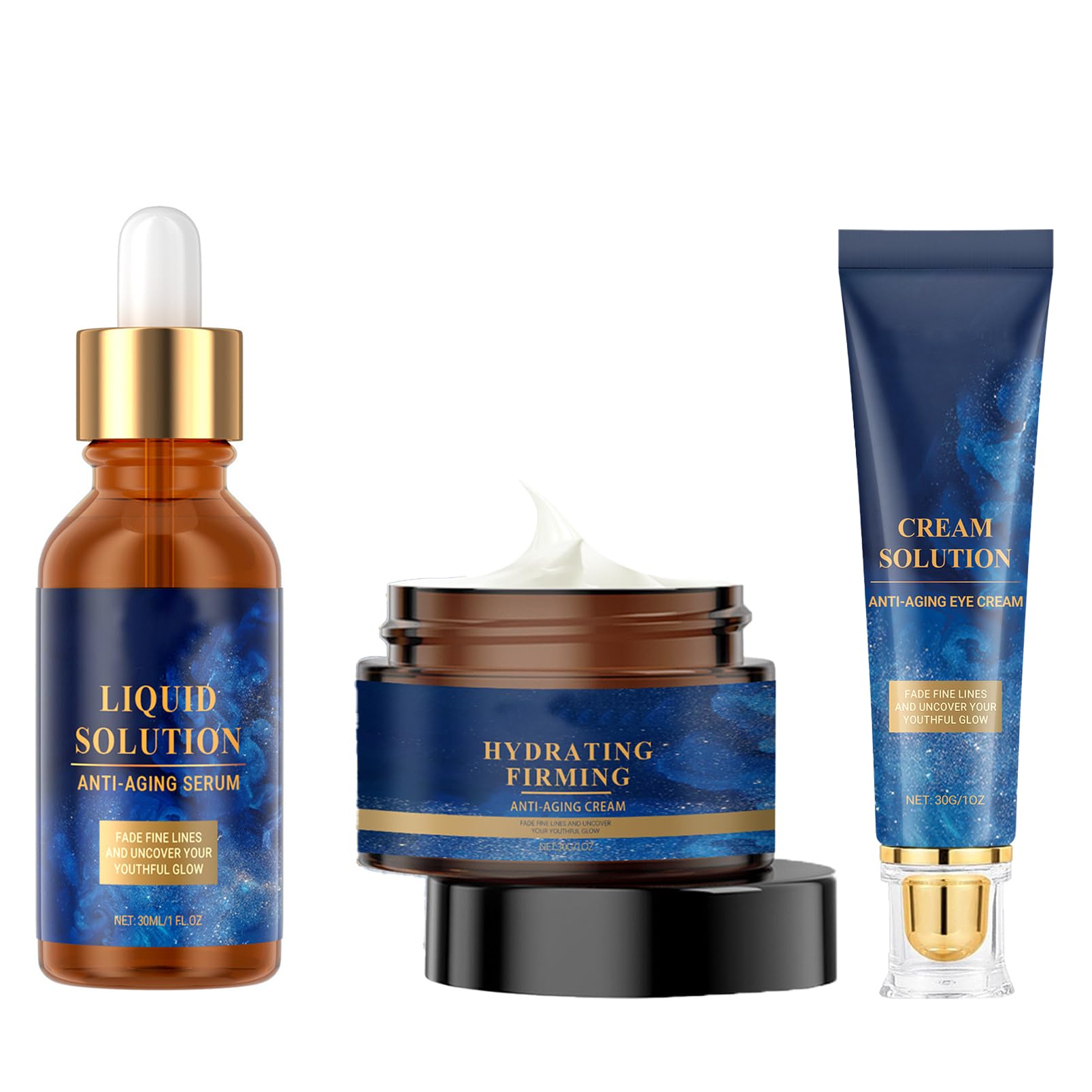Olavita Anti Wrinkle Serum&Face Cream & Eye Cream,3pcs BOX- Liquid Solution Serum&Face Cream& Eye Cream, Wrinkle Remove Essential Moisturizer,Fine Lines&Reduce Crow's feet,Plump Skin,Improve Firmness