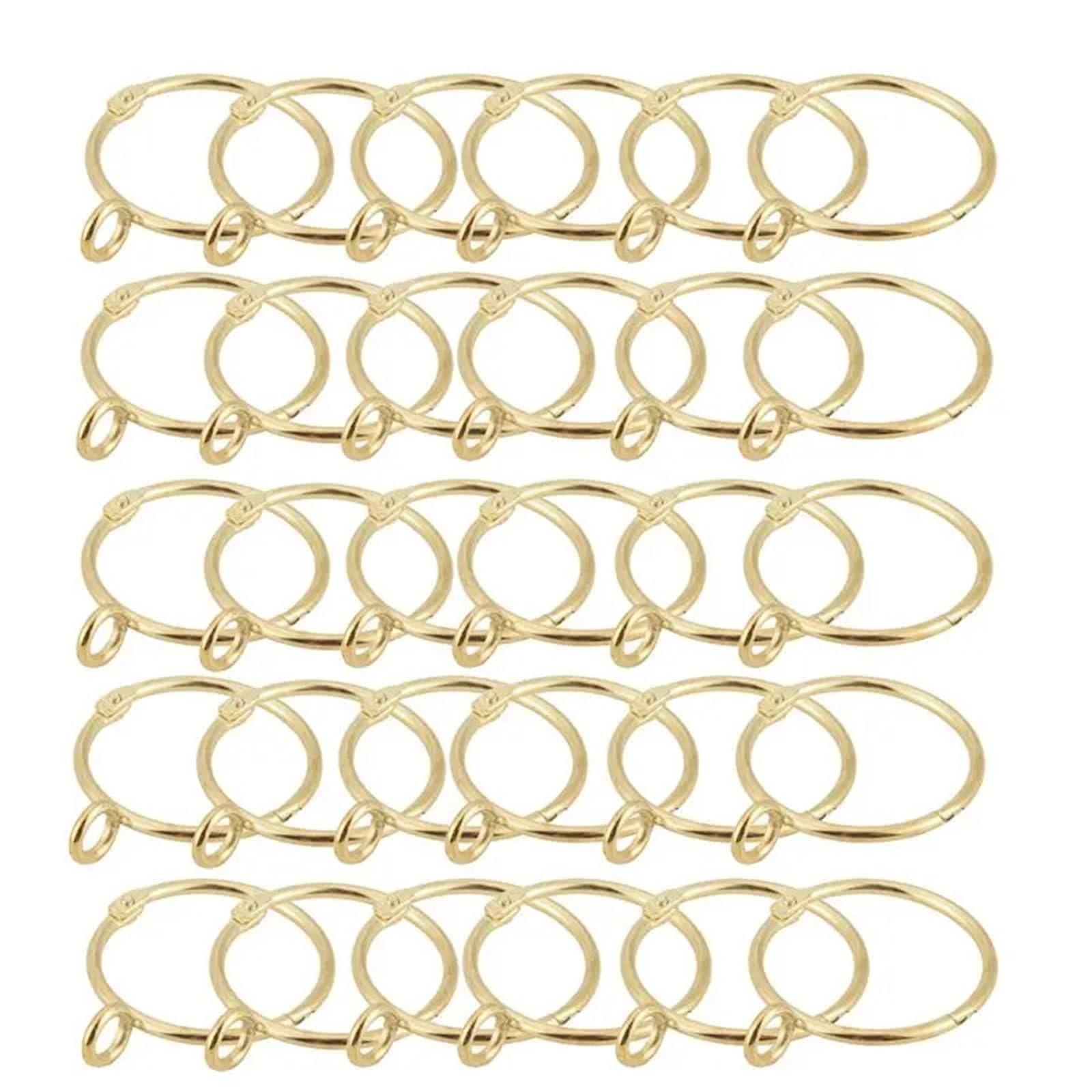 30 Pcs Openable Gold Curtain Rings Open And Close Metal Rustproof Drapery Loops With Eyelet For Hook Pins (1.5 Inch)