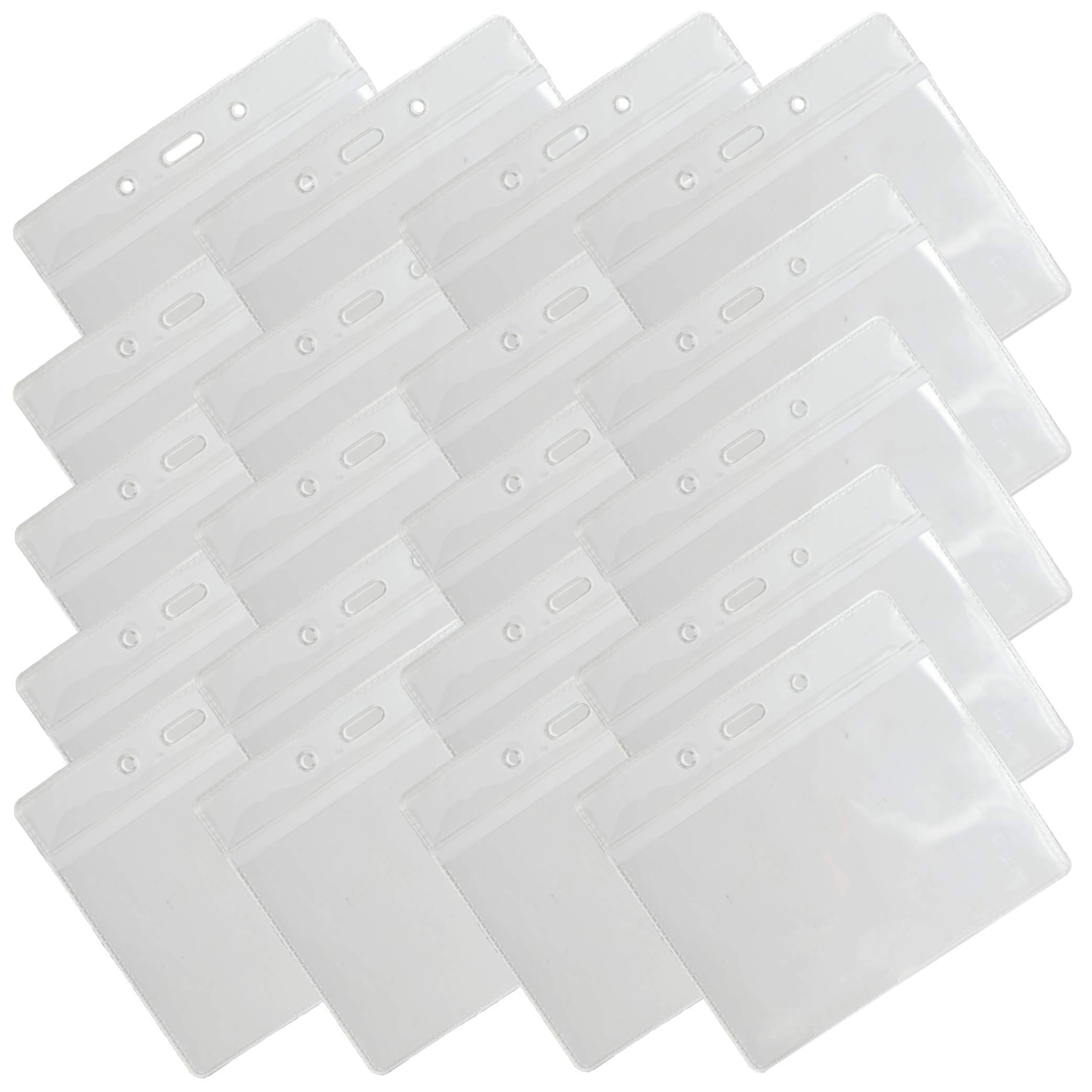Transparent Plastic Card Holder for ID Cards, Visitor Cards, Passes & More! (Pack of 50)