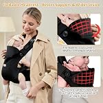 CUBY Porte-bébés de nouveau-nés, 4-in-1 Porte-bébé magnétique avec collier respirant réglable Soutien à la tête Porte-berceau bébé, porte-bébe et porte-bebebé avant et arrière Utilisation jusqu'à 8-40 LBS(Noir)