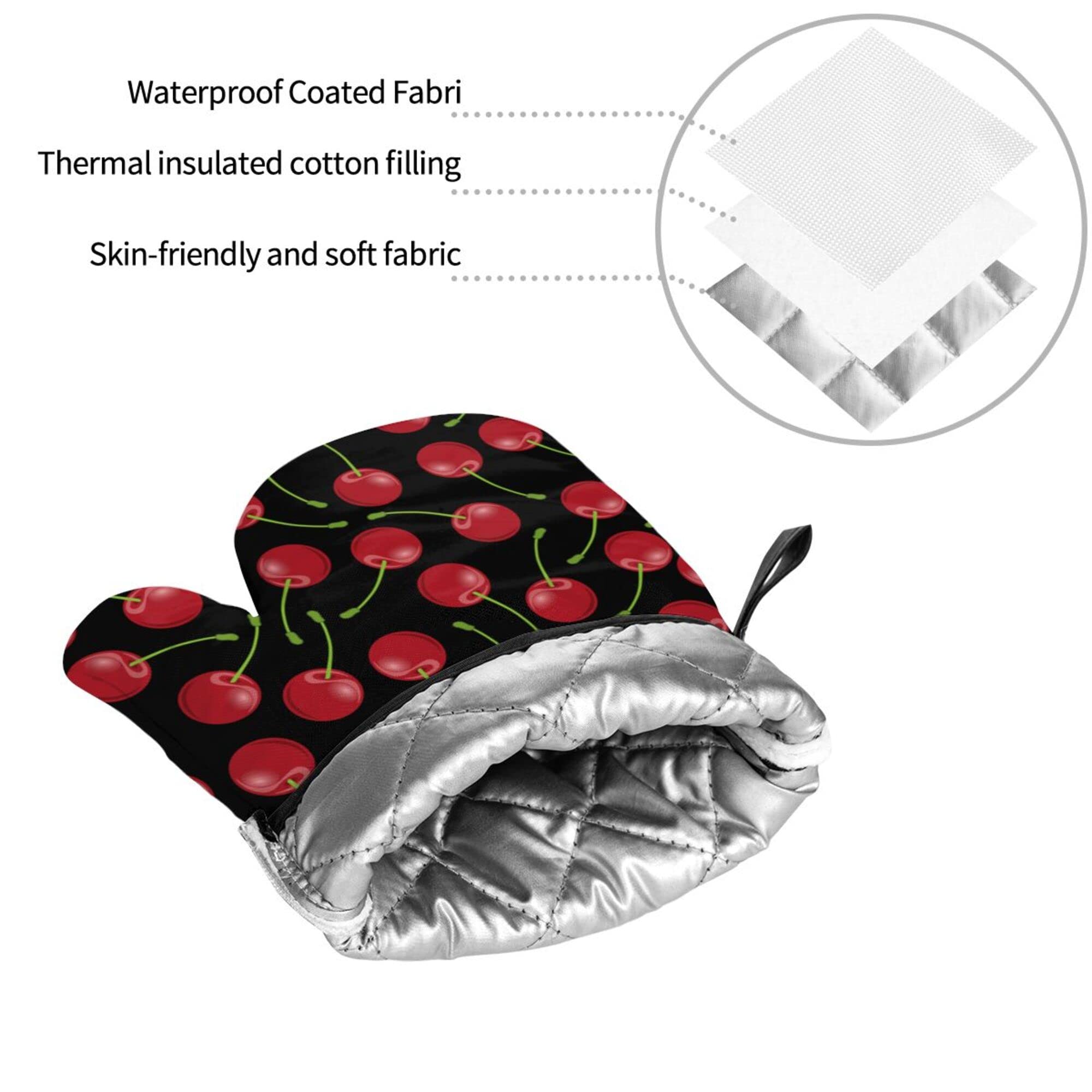 Red Cherry rękawice kuchenne i uchwyty na garnki zestawy do zestawu upominkowego kuchnia żaroodporne wodoodporne trwałe do grillowania gotowania pieczenia